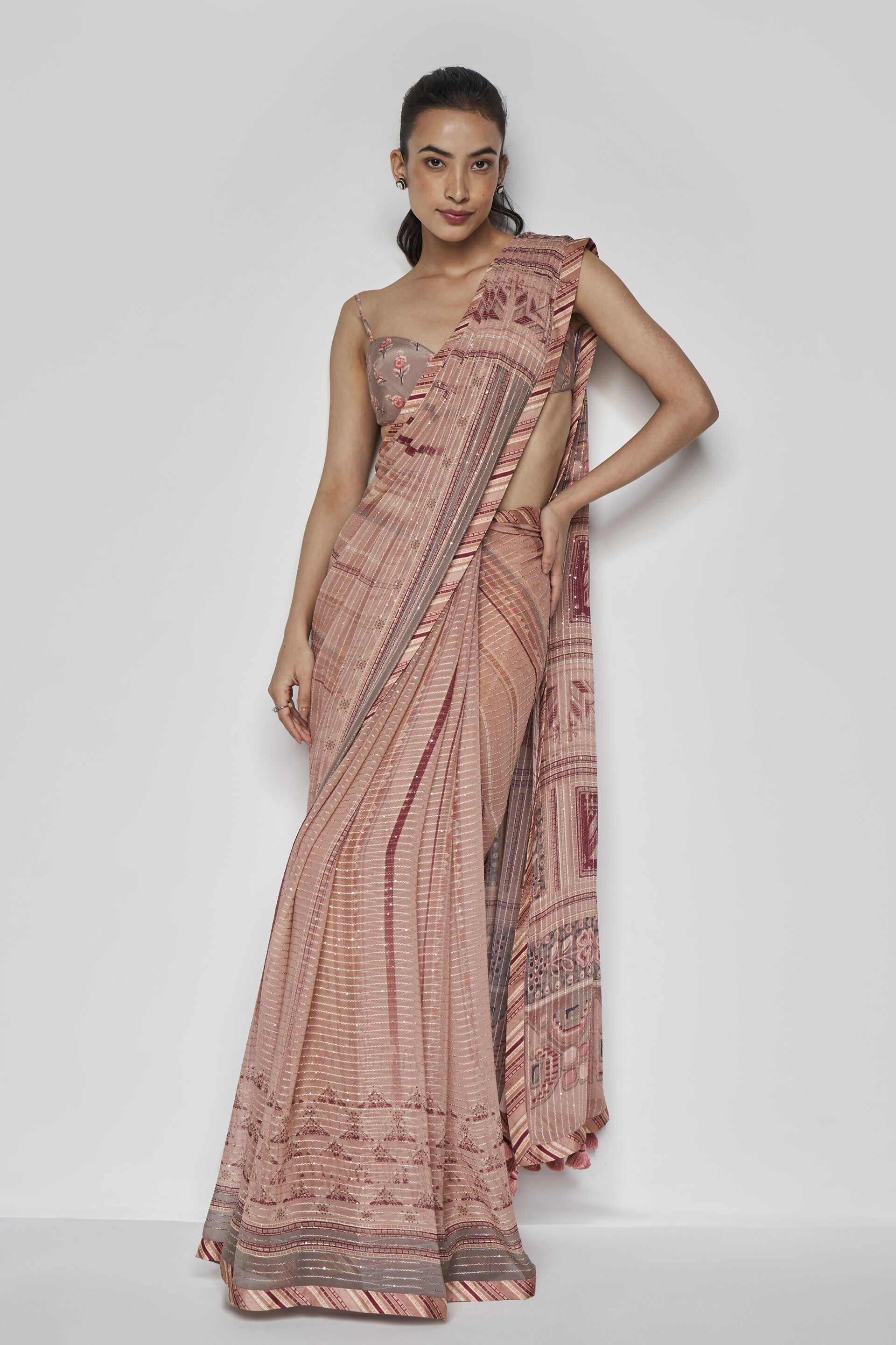 Roksanda Saree Set, Onion Pink, image 2