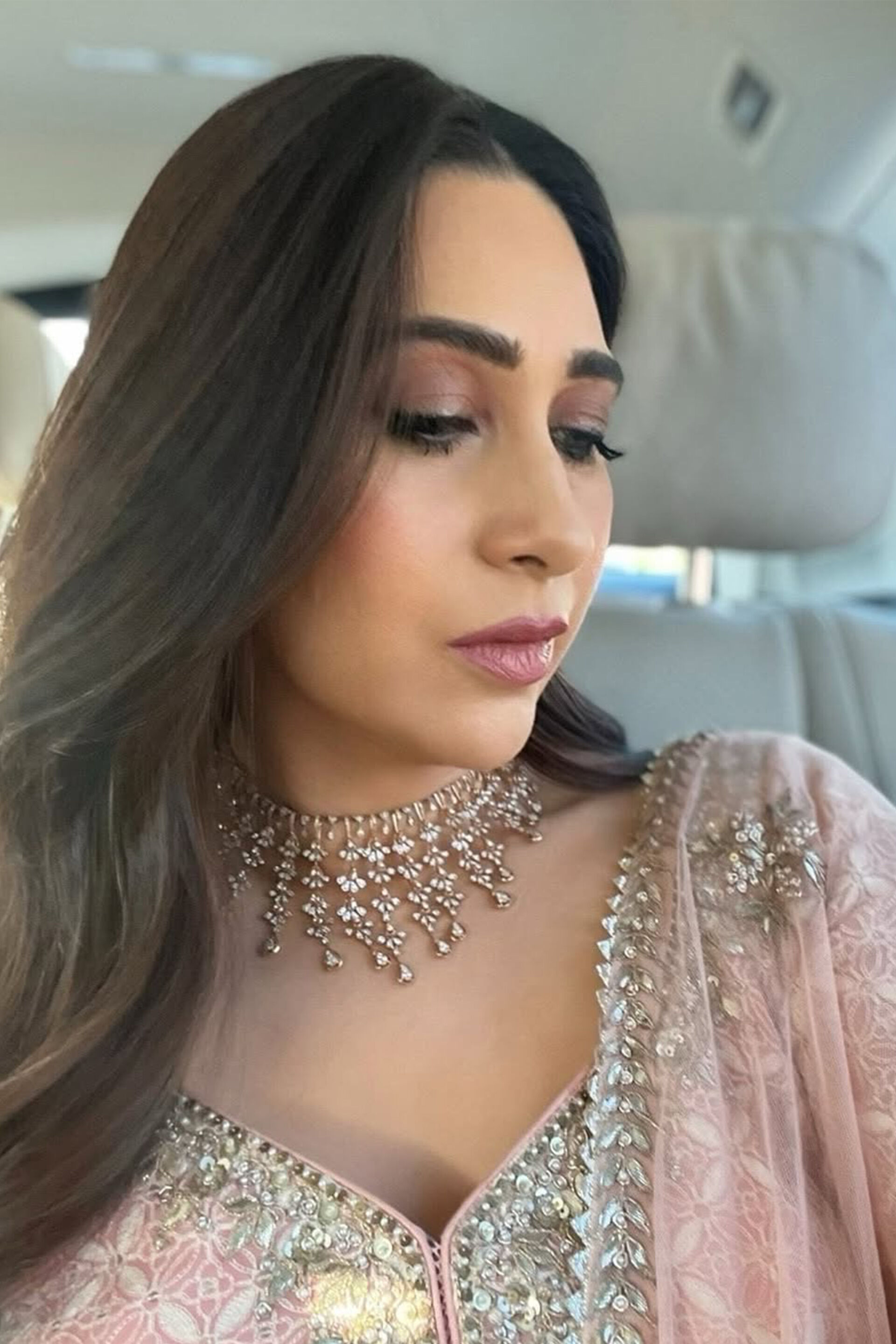 Aaloka Embroidered Georgette Anarkali Set - Blush, , image 3