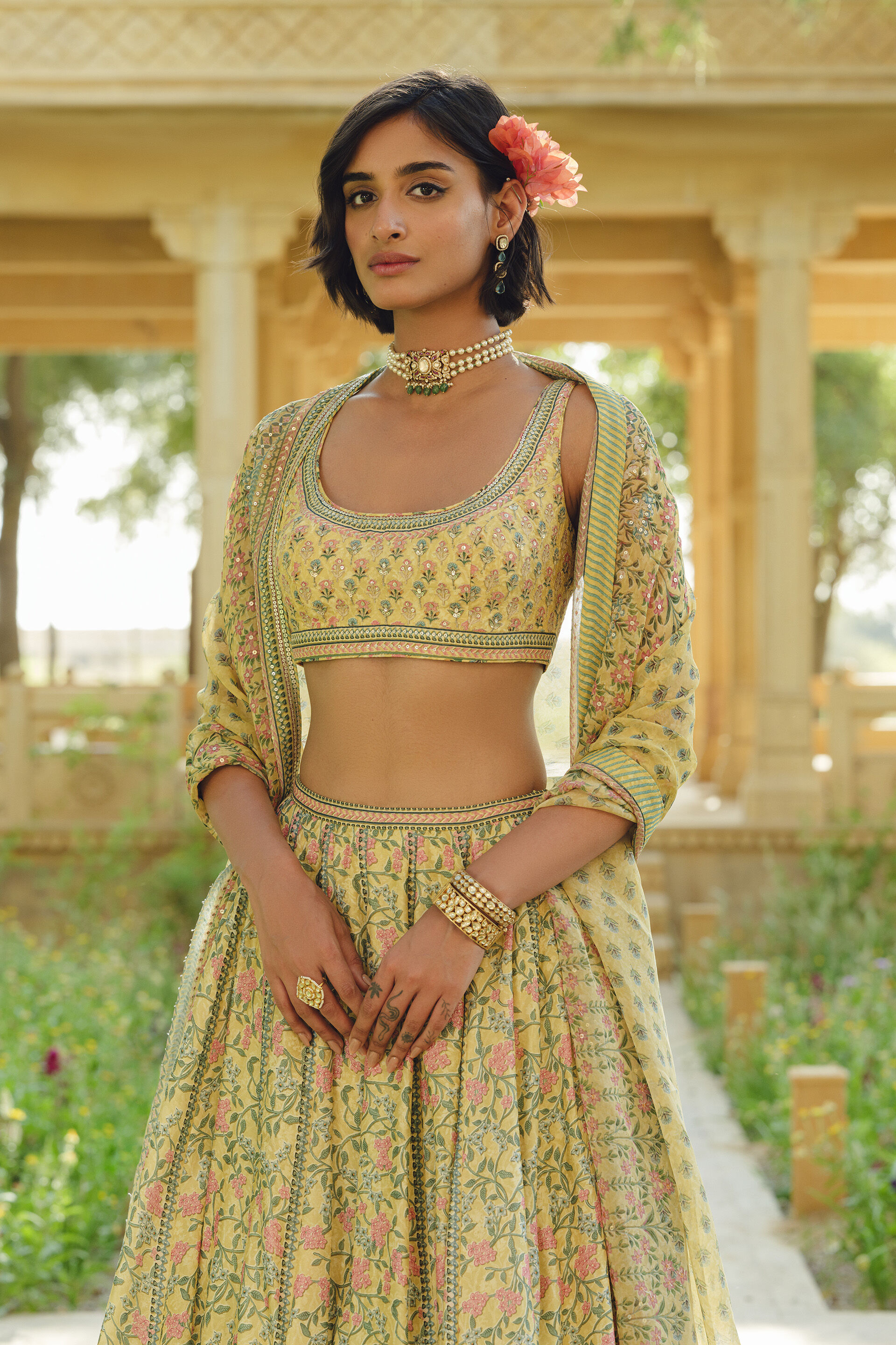 Eliora Silk Lehenga Set - Yellow, Yellow, image 7