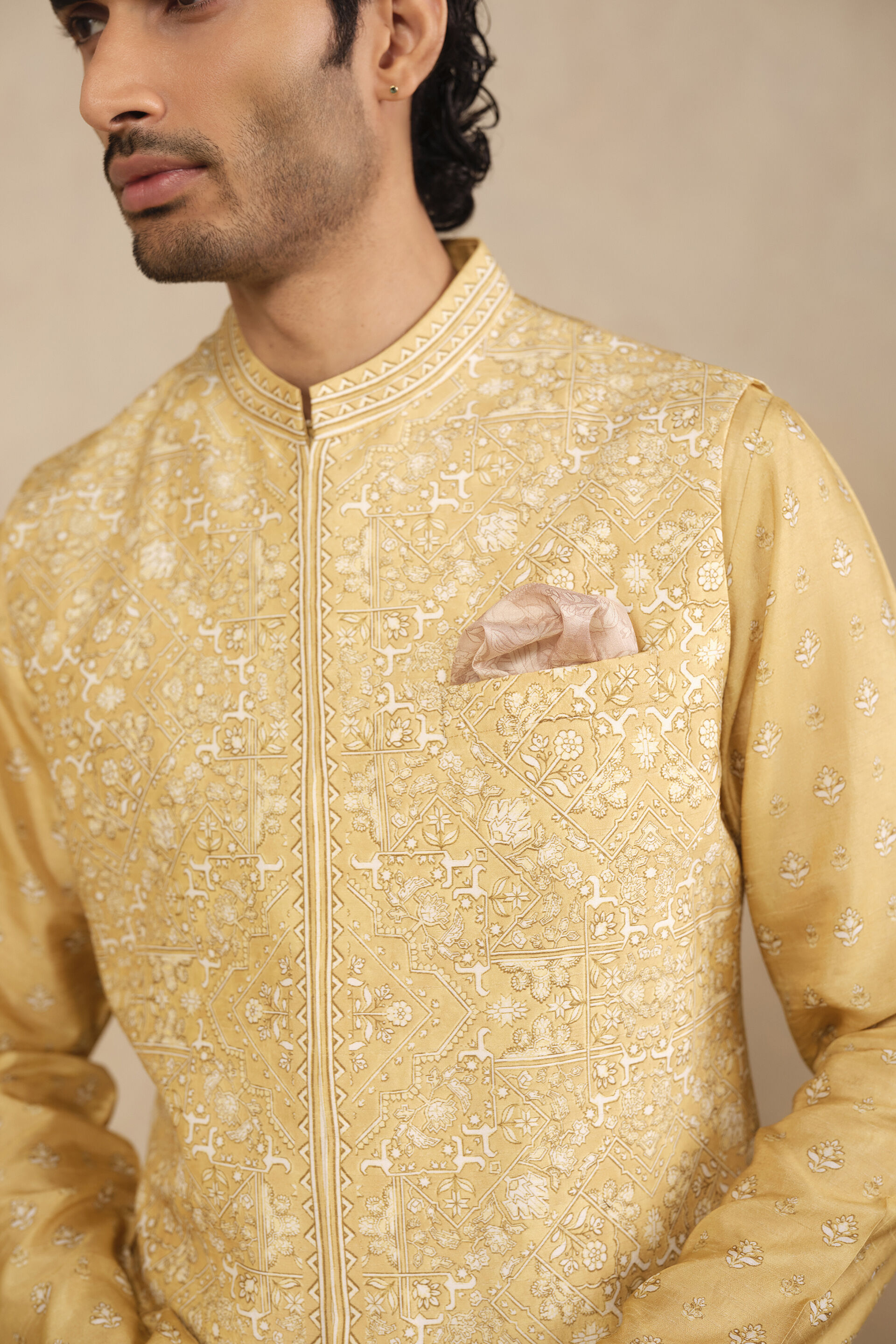 Taran Nehru Jacket - Mustard, Mustard, image 5