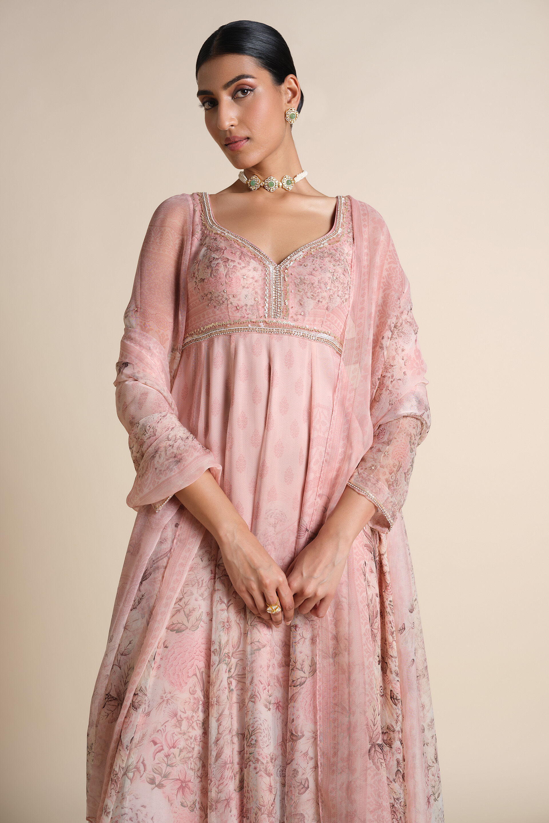 Aria Silk Anarkali Silk Set - Blush, Blush, image 6