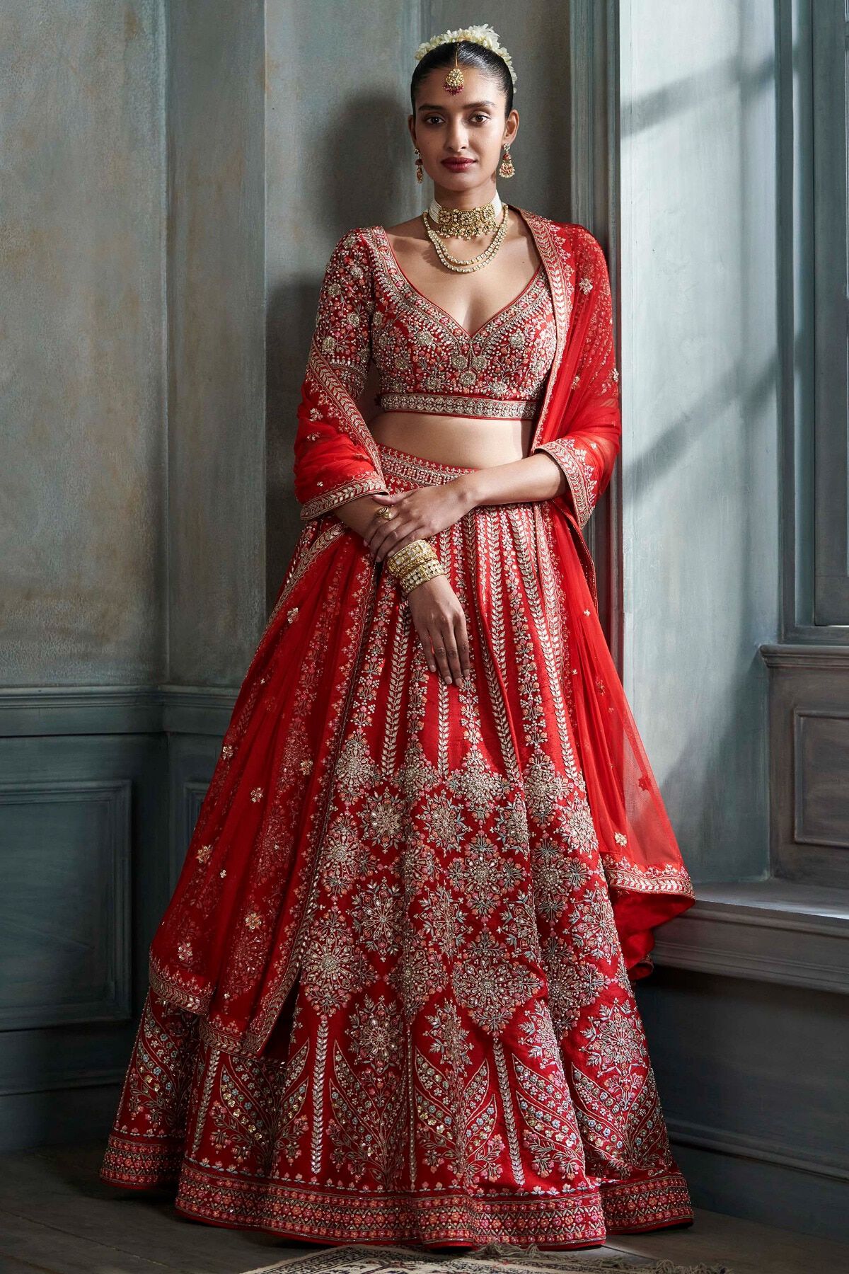 1 - Deepa Lehenga Set &ndash; Red, image 1