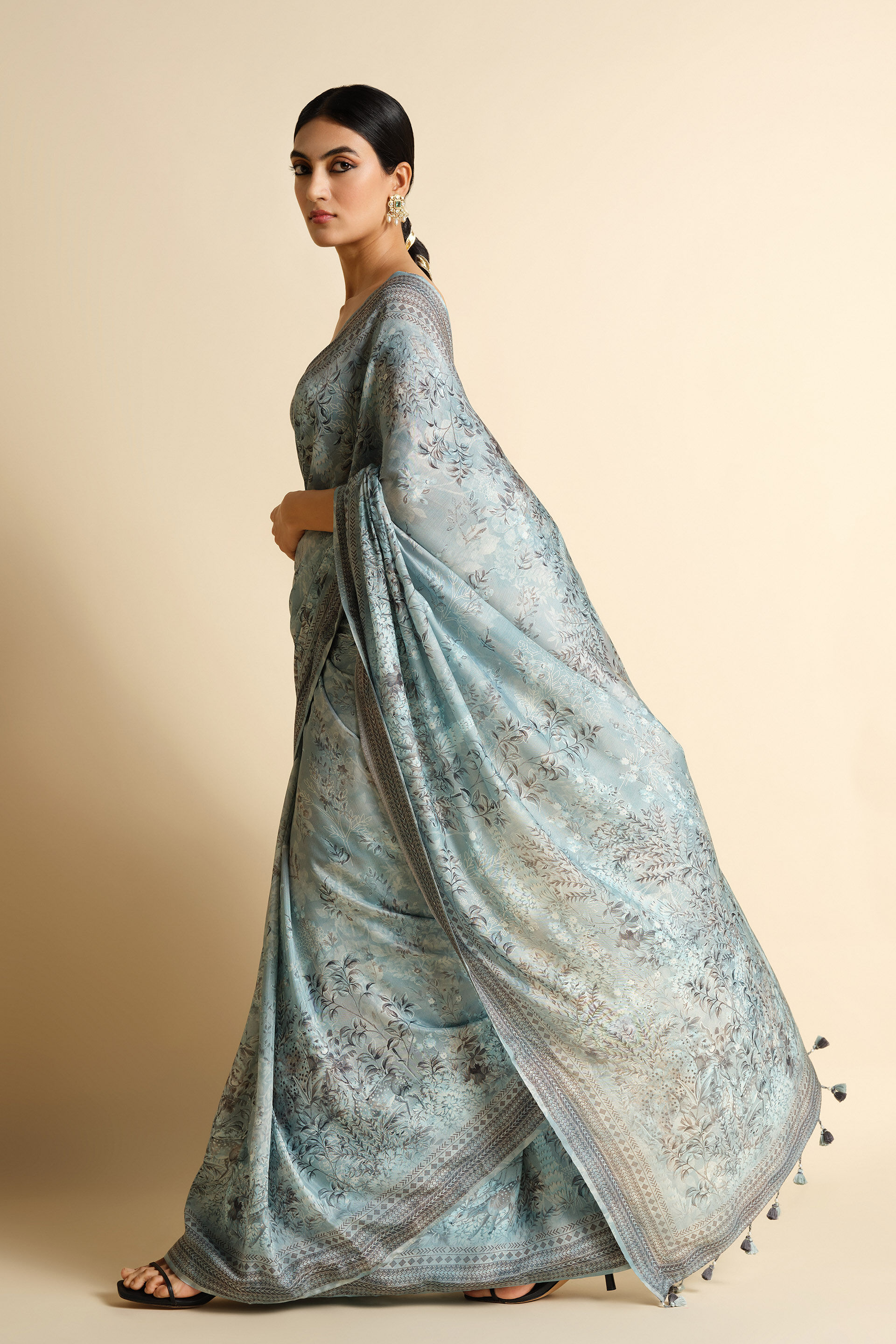 Siham Saree - Powder Blue, Powder Blue, image 3