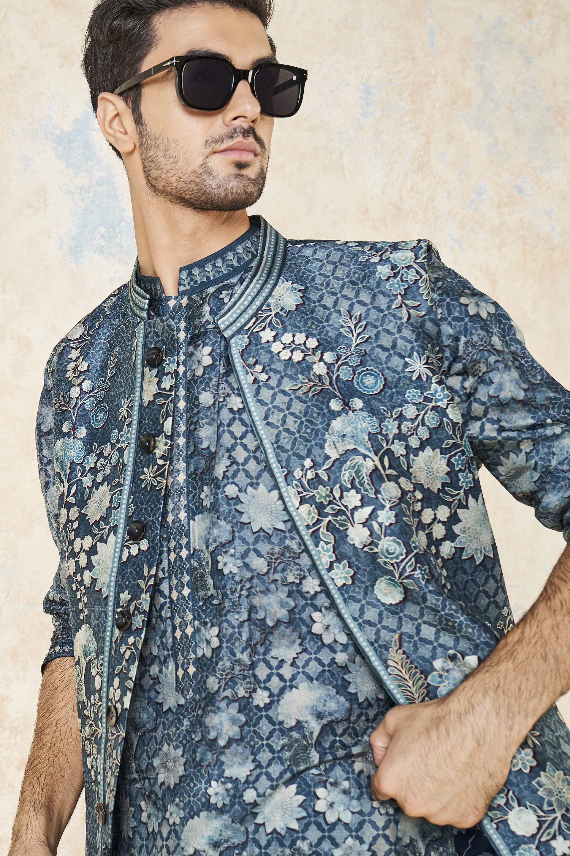 Bhramar Nehru Jacket - Blue, Blue, image 7