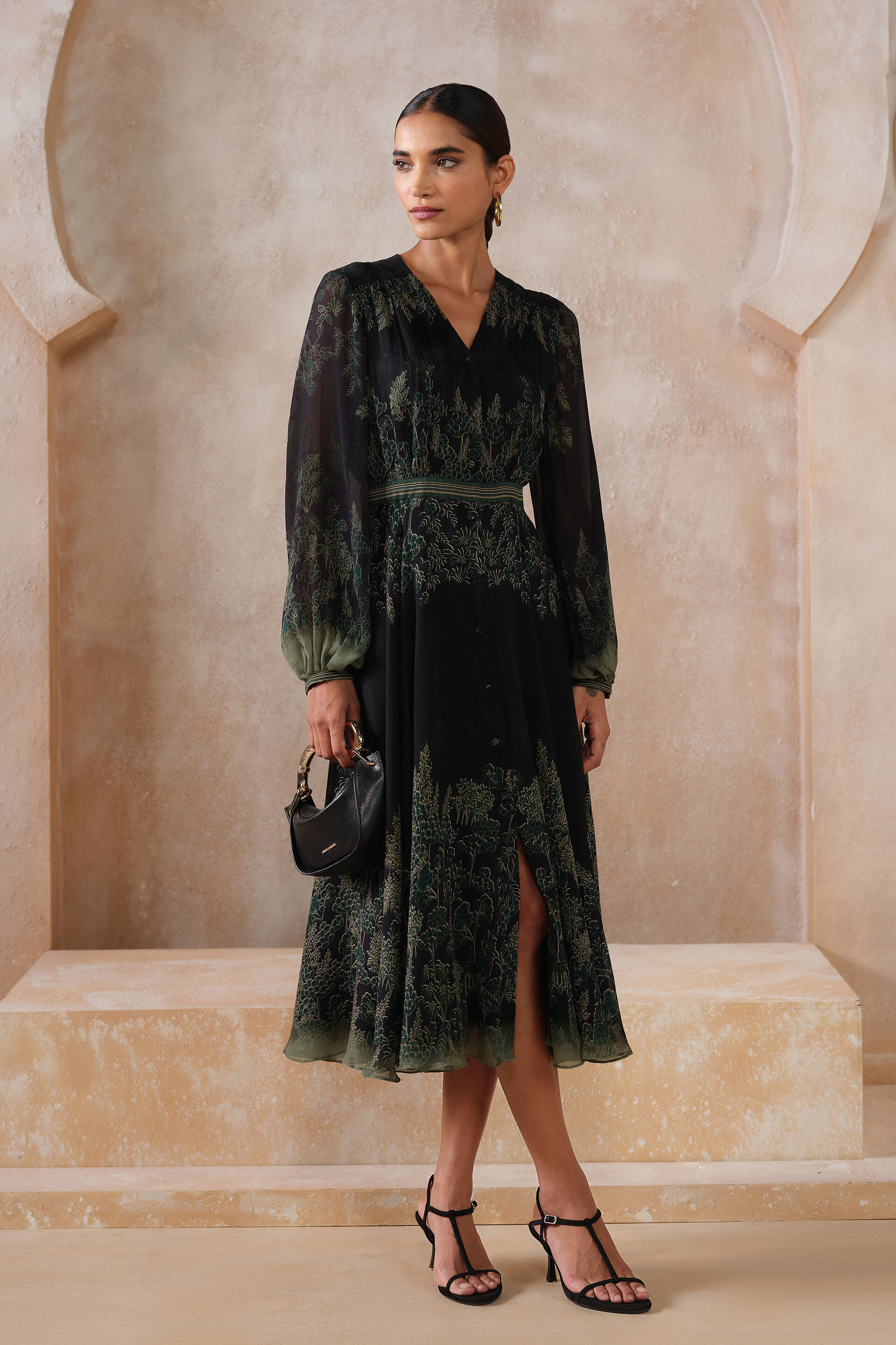 Chrysanthe Dress - Black, Black, image 3