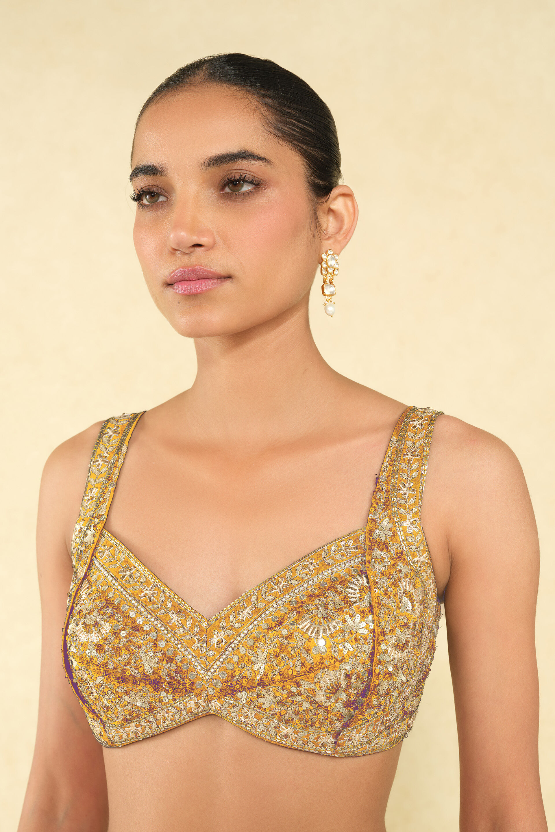 Bahi Handcrafted Bandhani Silk Saree - Mustard, Mustard, image 5