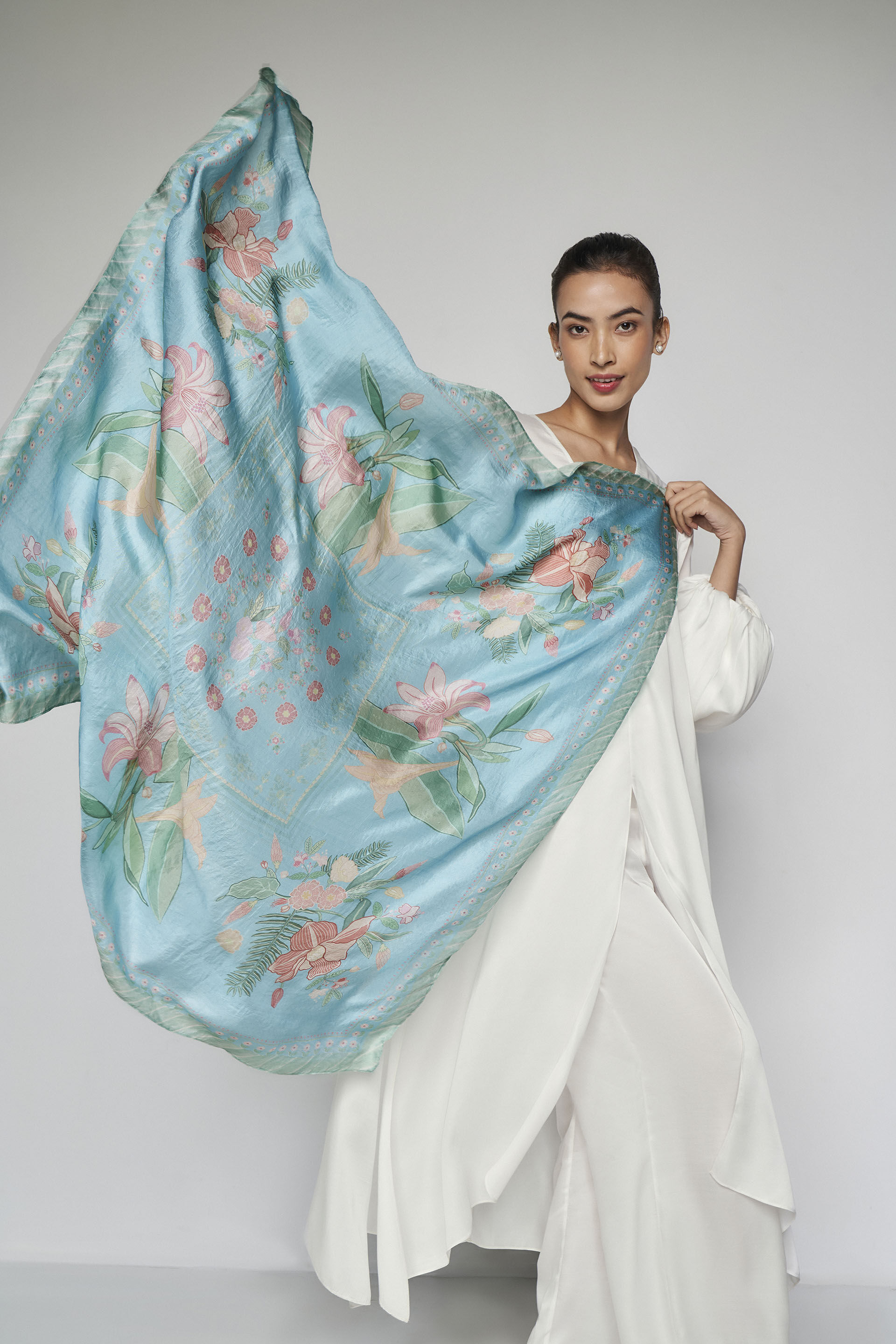 Buy Emaline Scarf Powder Blue Online for Women from Anita Dongre