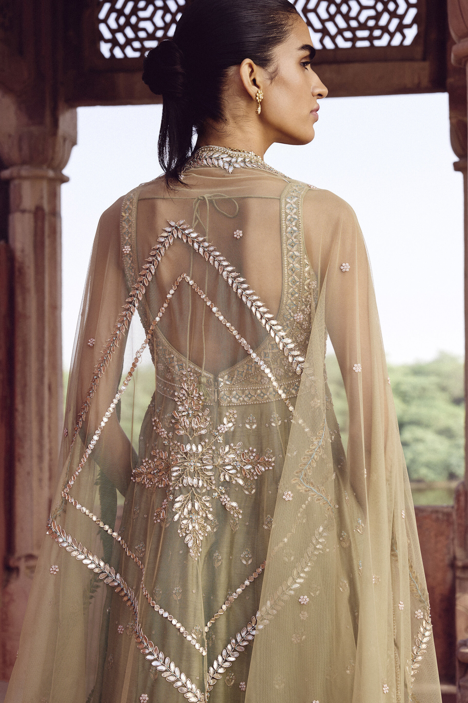 Bhuvana Gota Patti Silk Anarkali Set - Sage, Sage, image 4