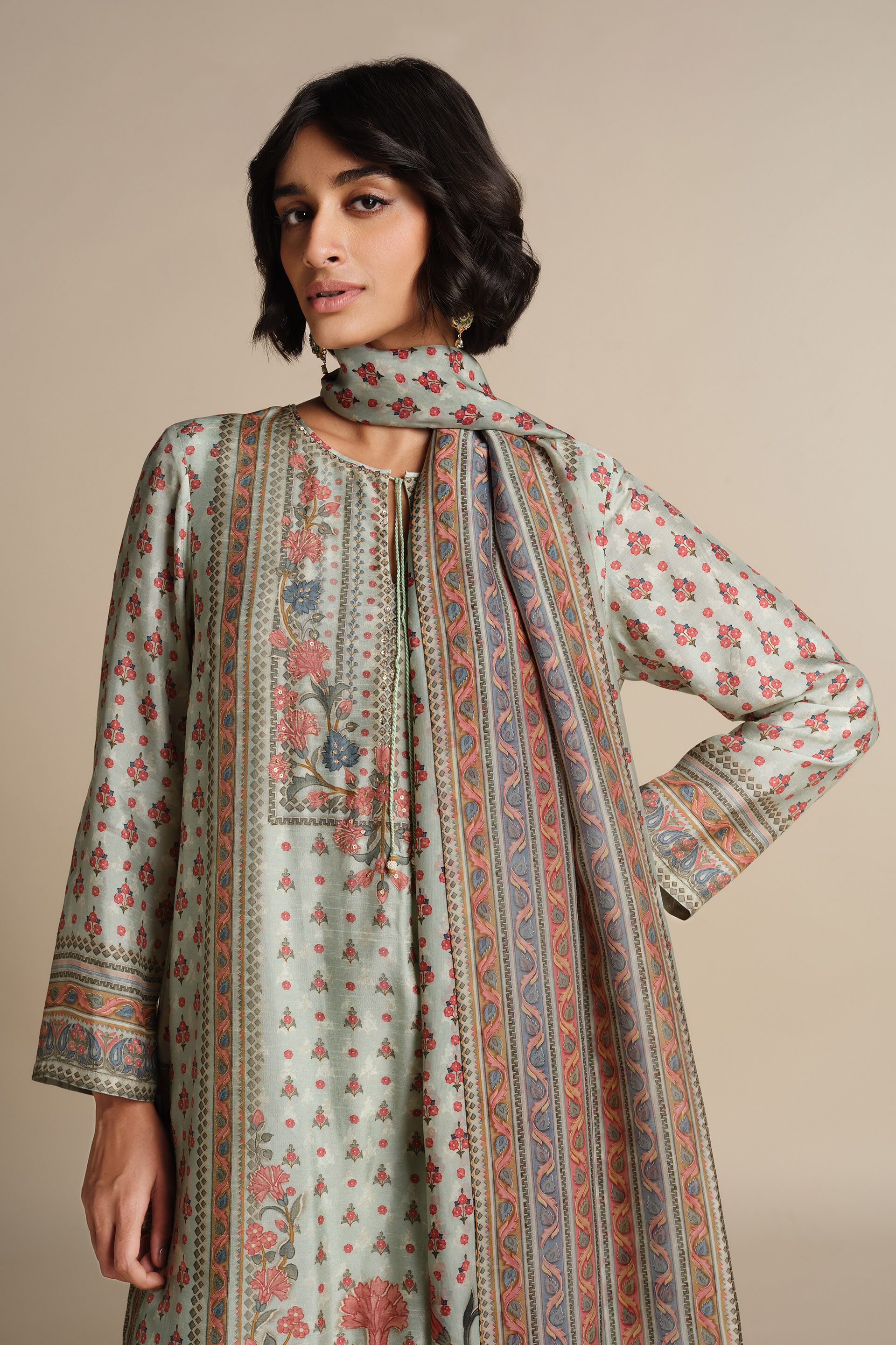 Anat Silk Suit Set - Sage, Sage, image 4