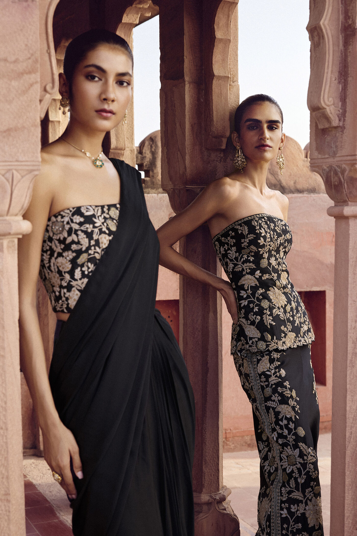 Buy Designer Samara Embroidered Silk Pre-draped Saree Black