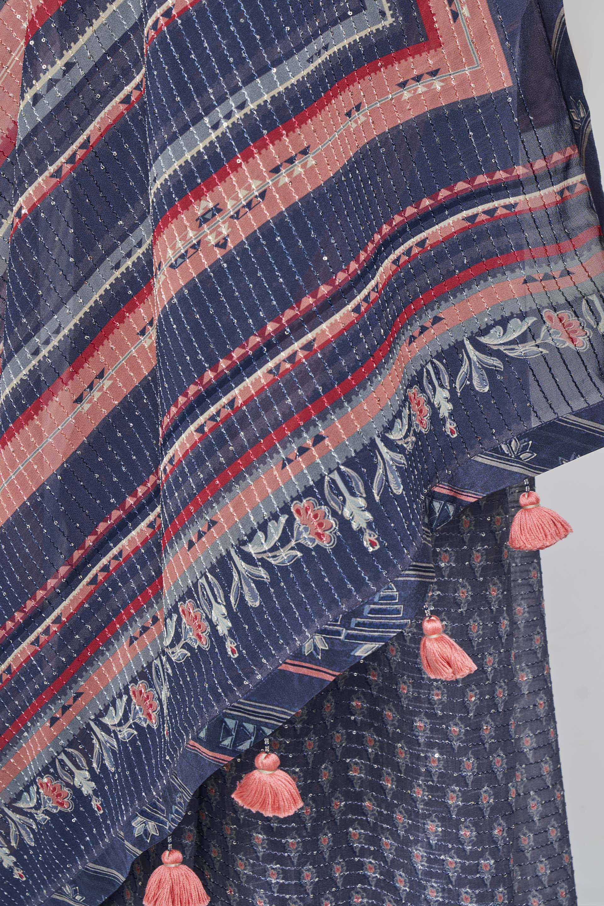 Bluesette Saree Set - Blue, Blue, image 8