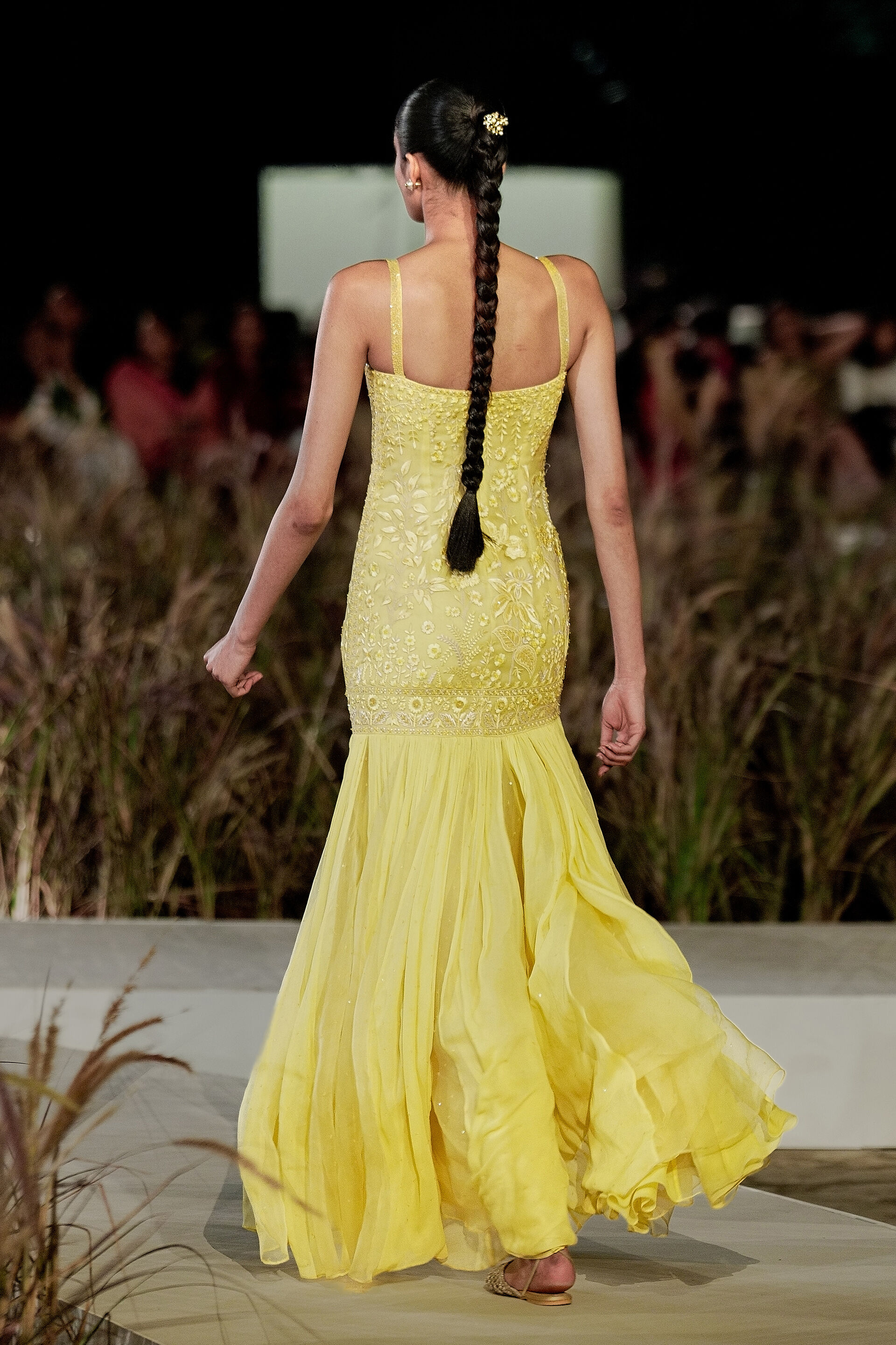Floralis Embroidered Gown - Yellow