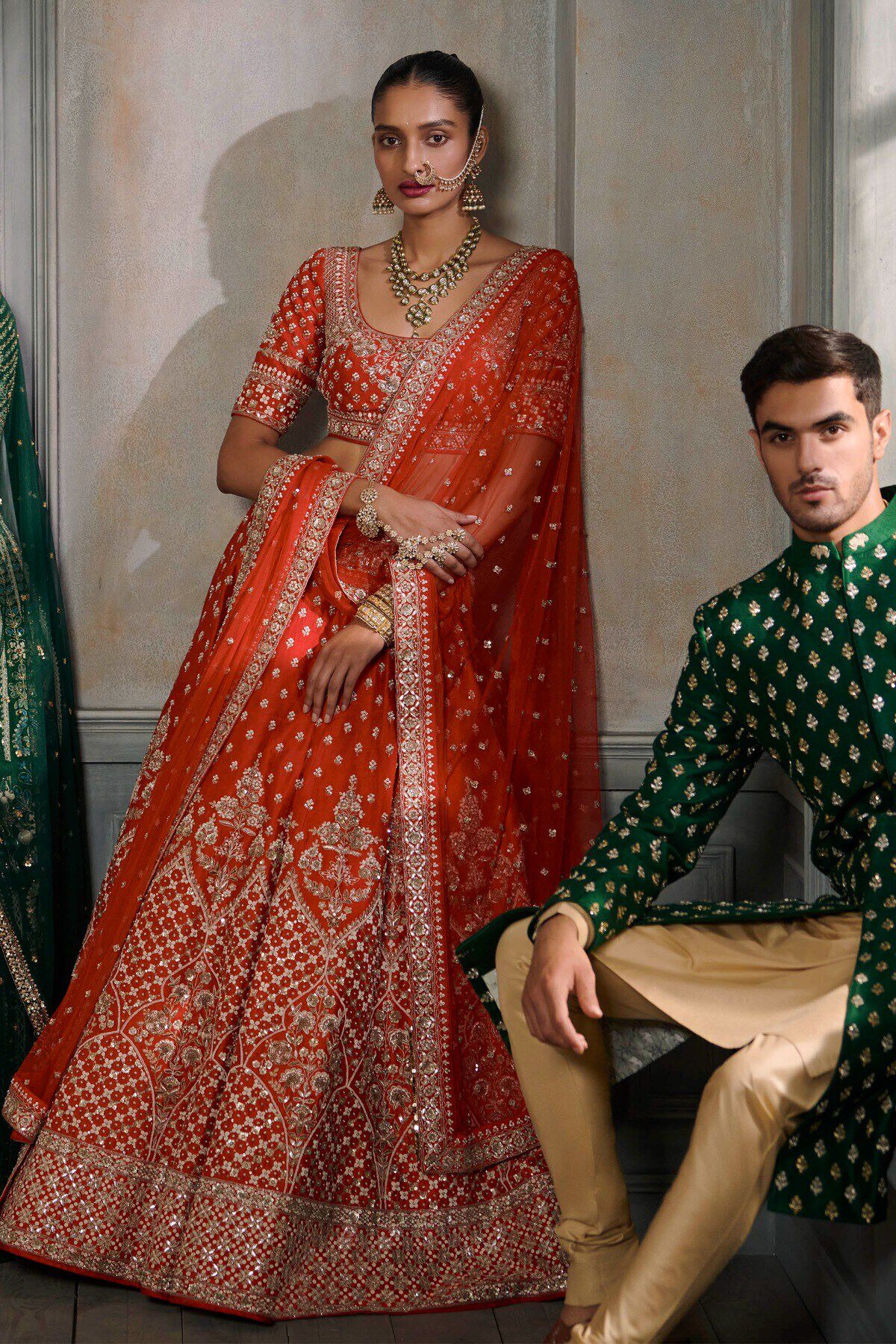 Buy Bridal Sitashi Lehenga Set Red Online from Anita Dongre