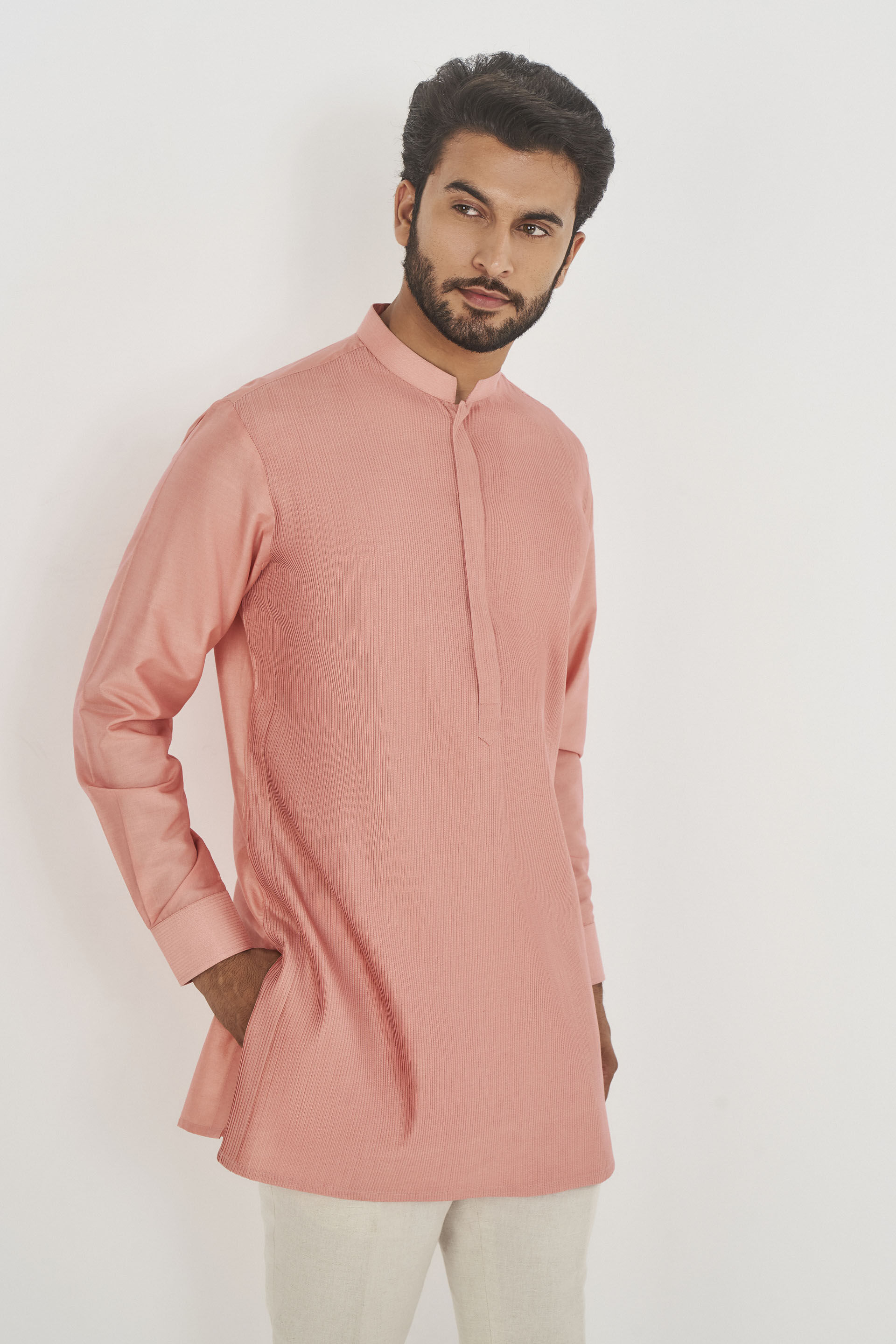 Daksh Silk Kurta - Pink, Pink, image 4