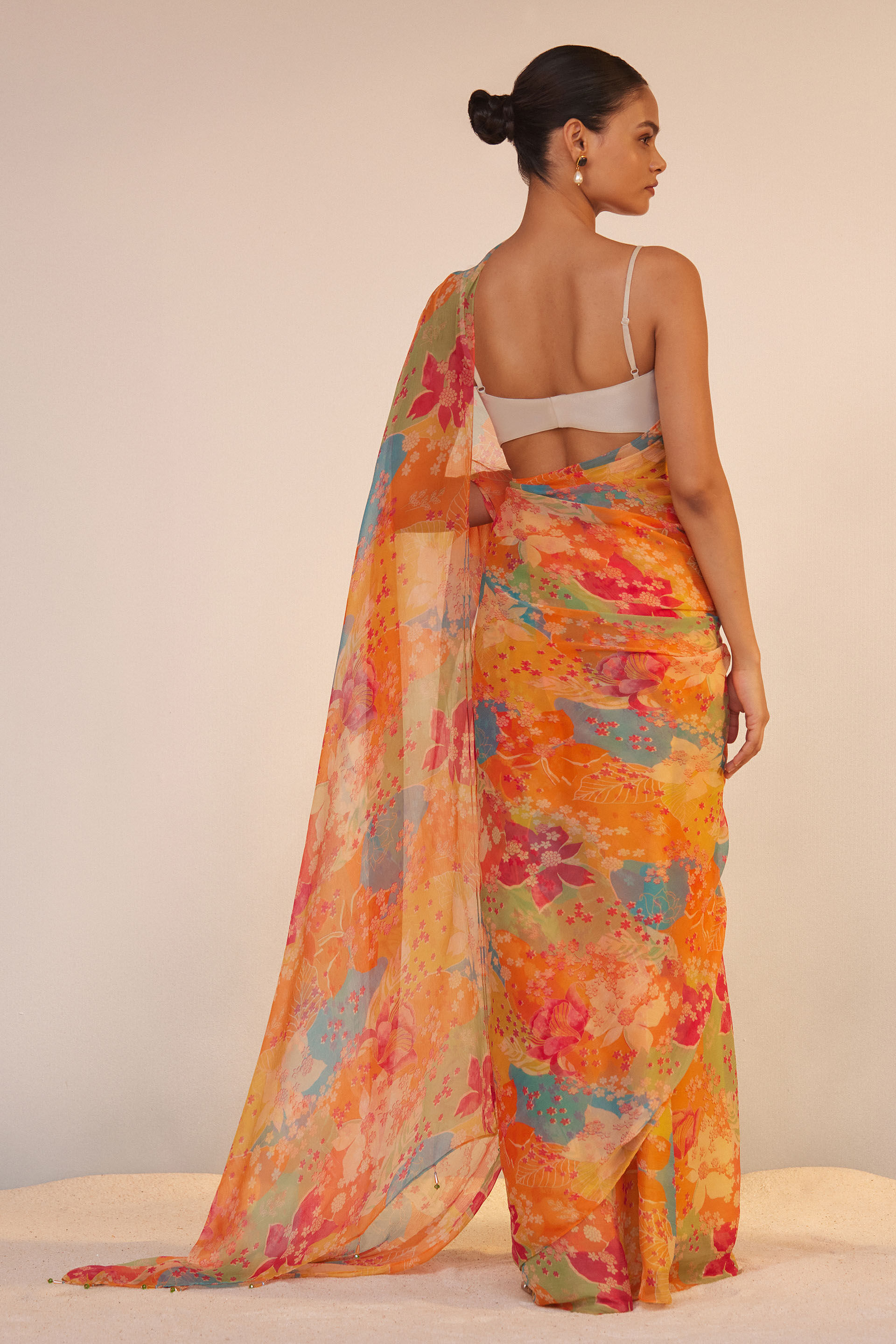 Elowen Saree Set - Orange, Orange, image 3