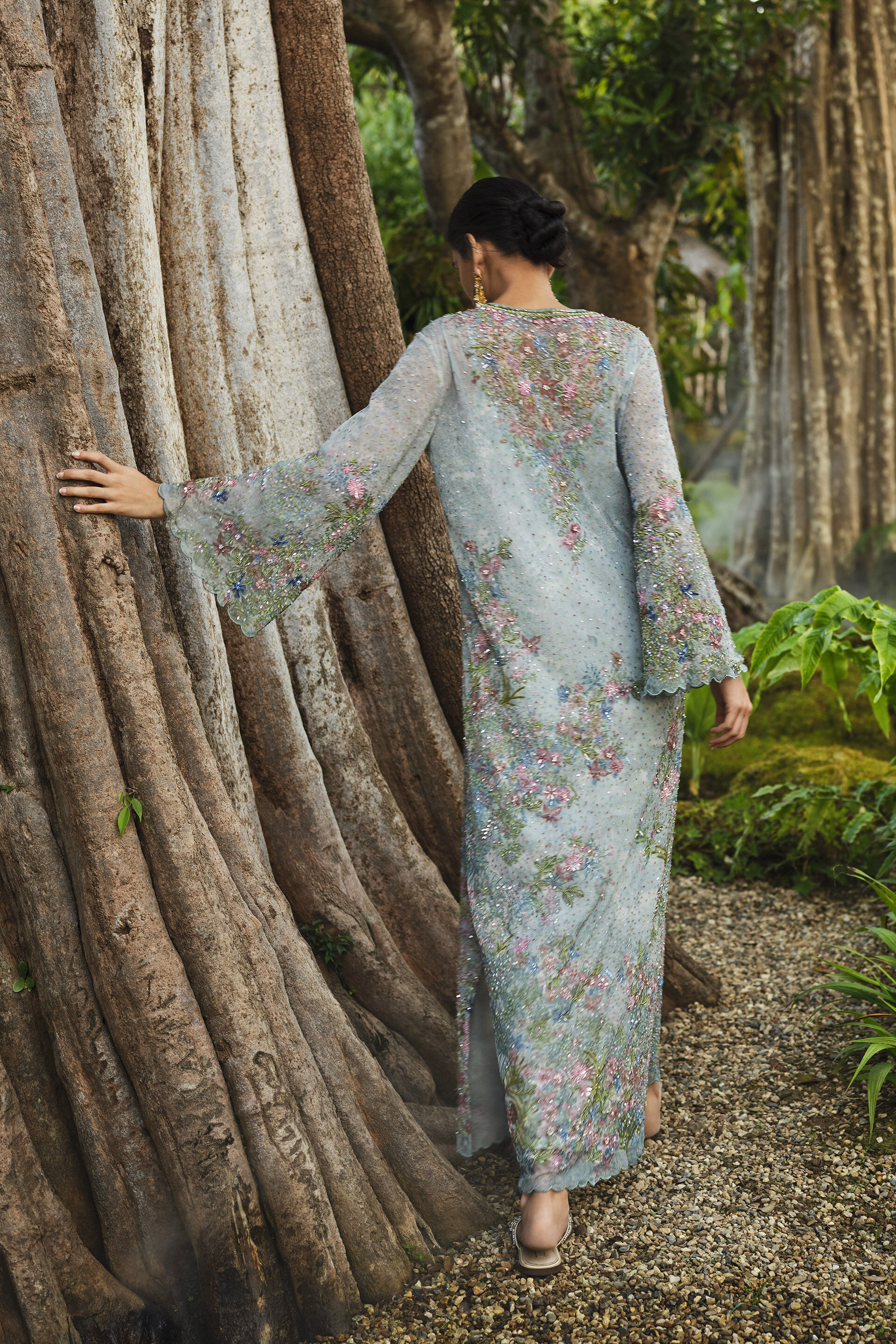 Silaam Printed Kaftan - Powder Blue