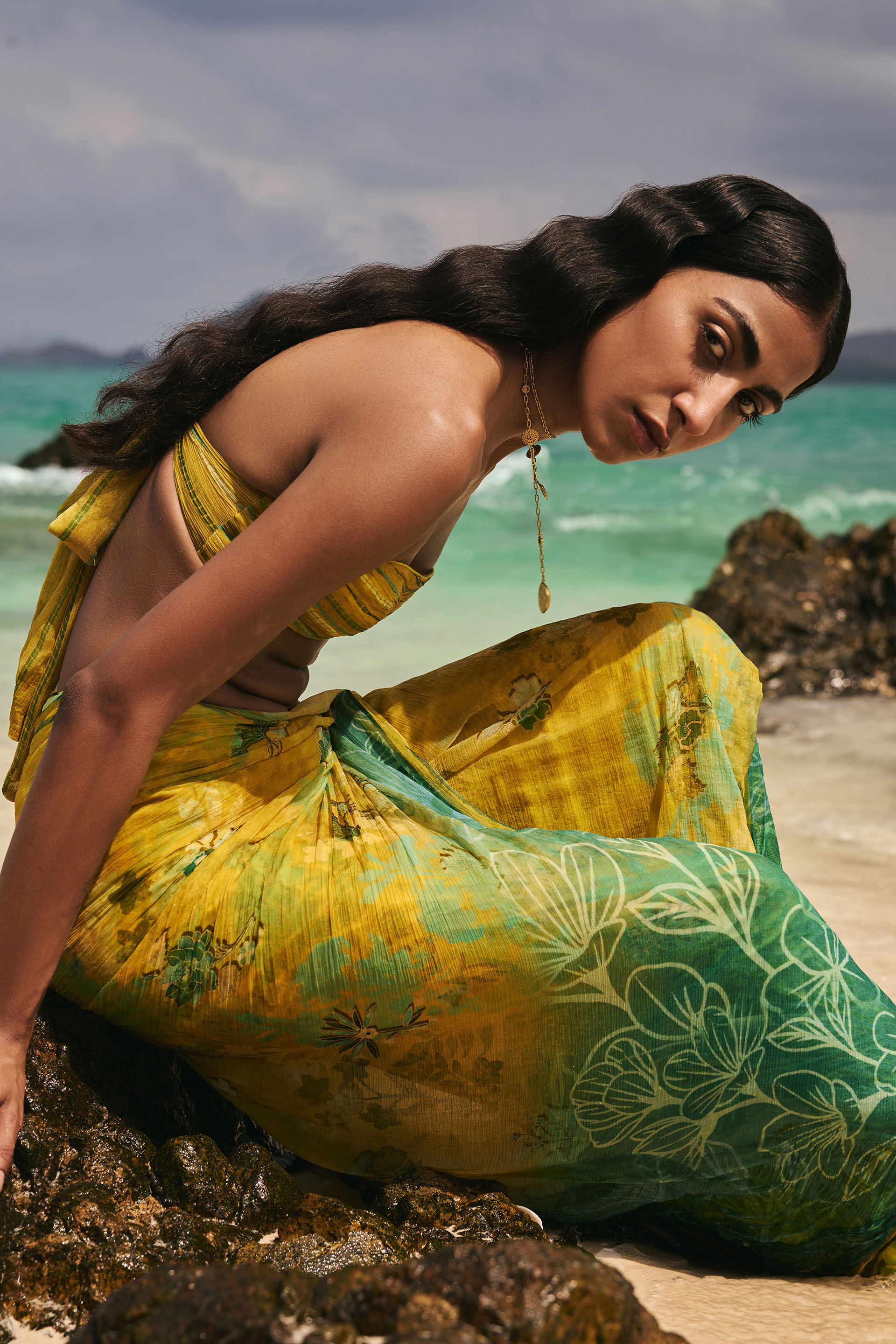 Ramone Chiffon Saree, Sage, image 3