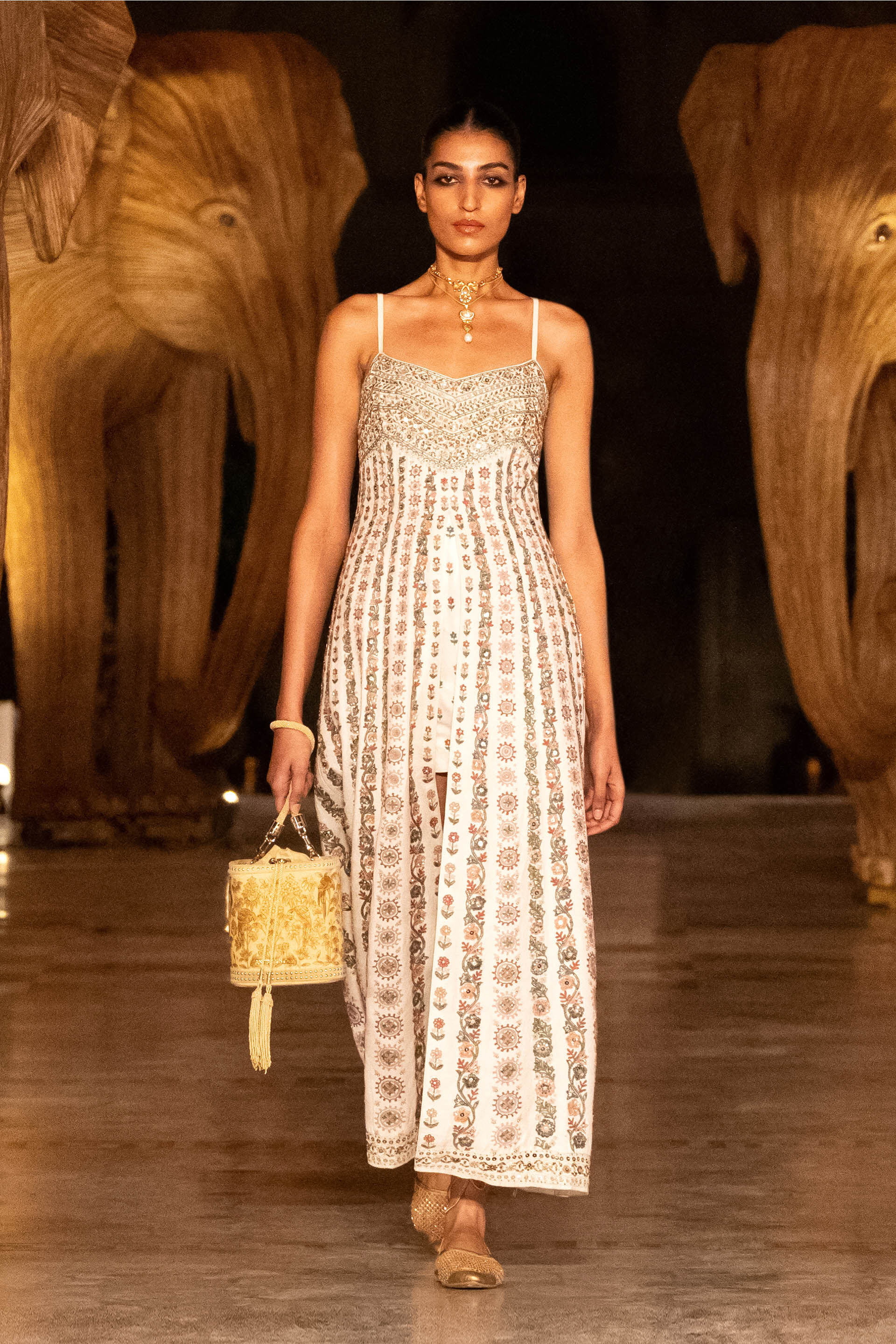 Sounds Of The Forest SEWA Hand-embroidered Silk Dress - Cream, Cream, image 8