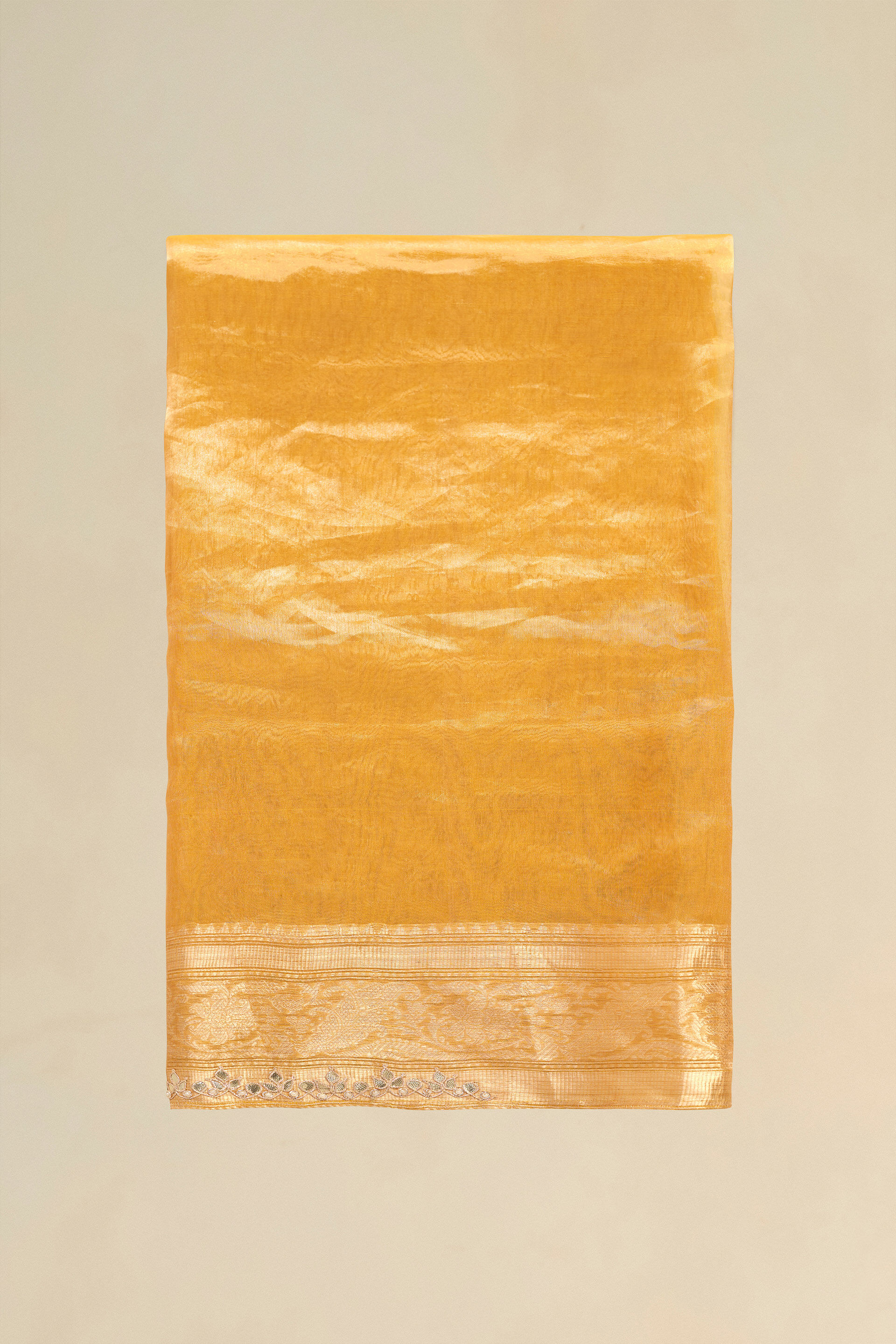 Surandhana Handwoven Benarasi Silk Saree - Yellow, Yellow, image 6