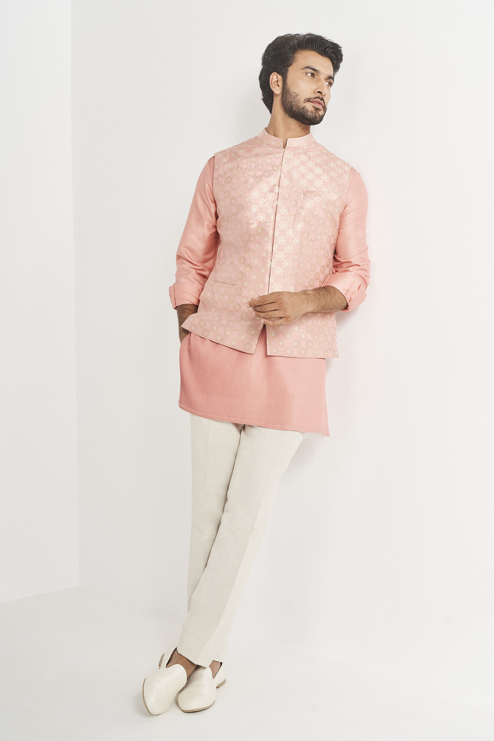 Light pink nehru jacket clearance
