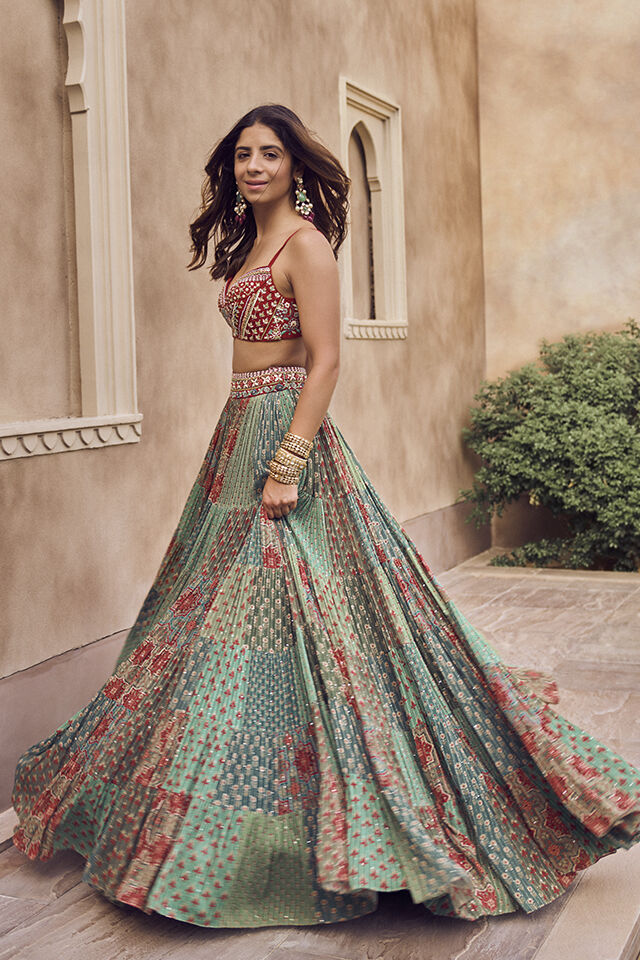 Buy Iara Lehenga Set Sage Online from Anita Dongre
