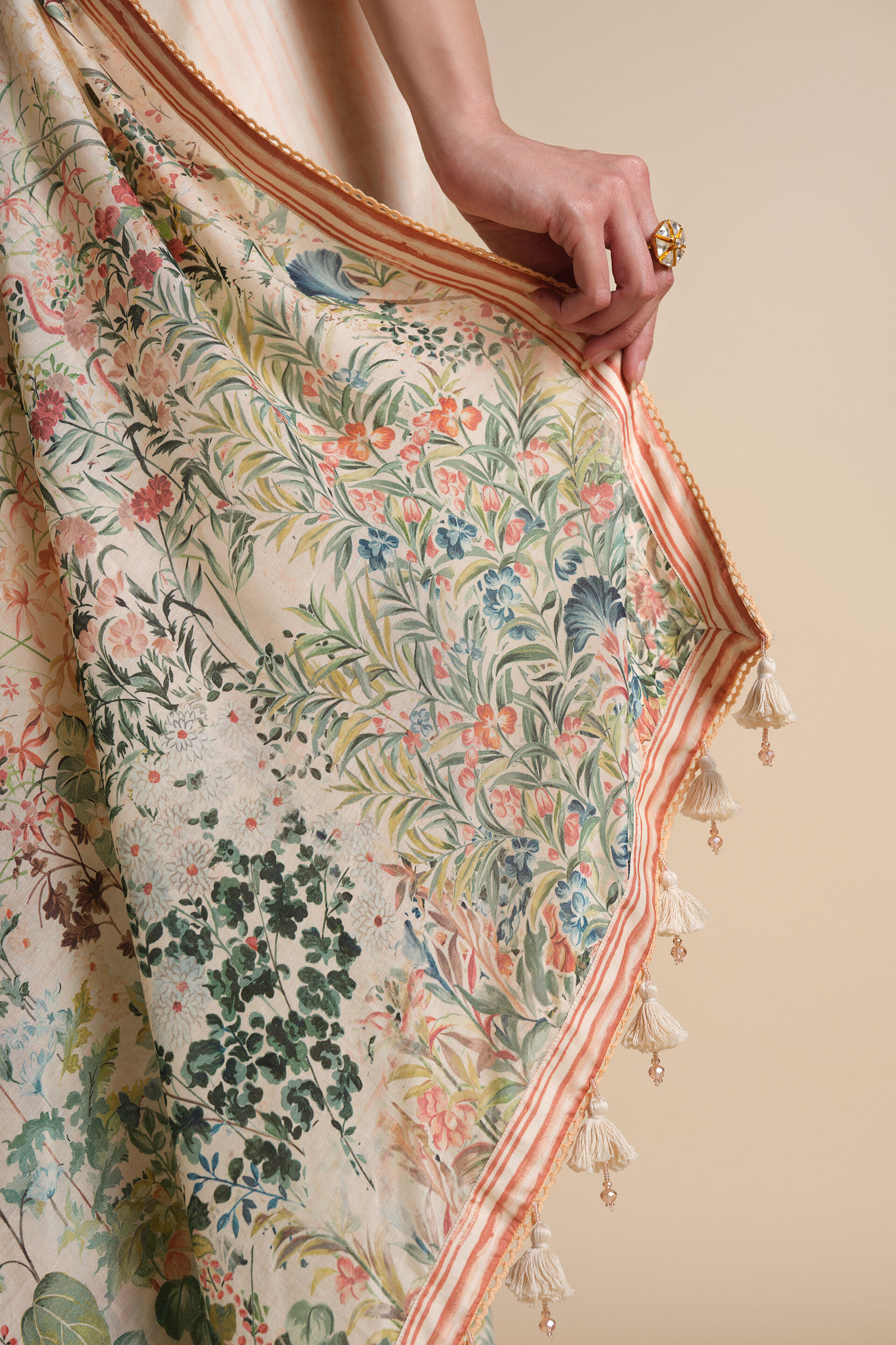 Komakal Printed Silk Saree - Ivory, Ivory, image 7