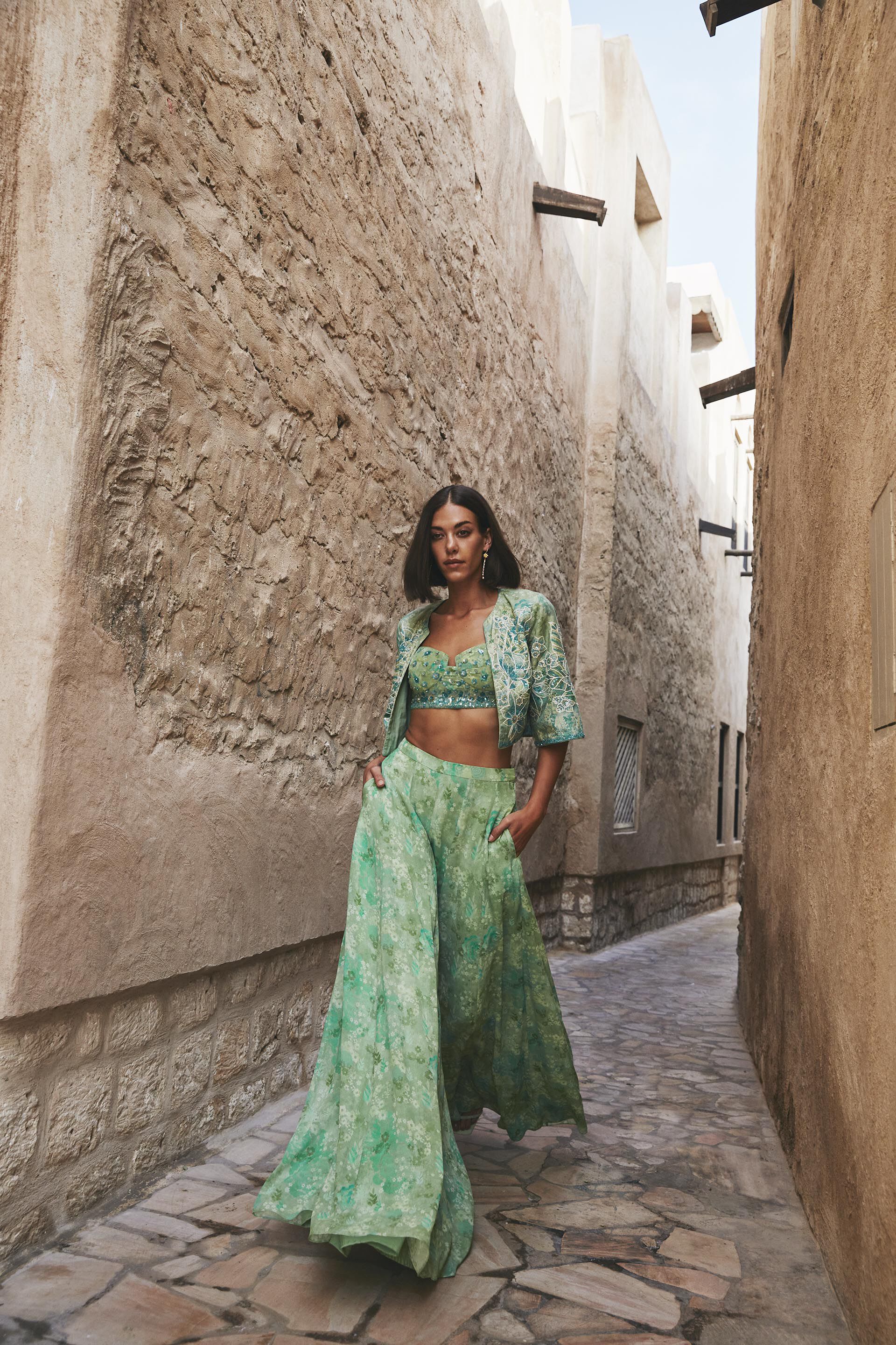 Buy Aneeza Jacket Set Sage from Anita Dongre s Sets Skirts Pants fo