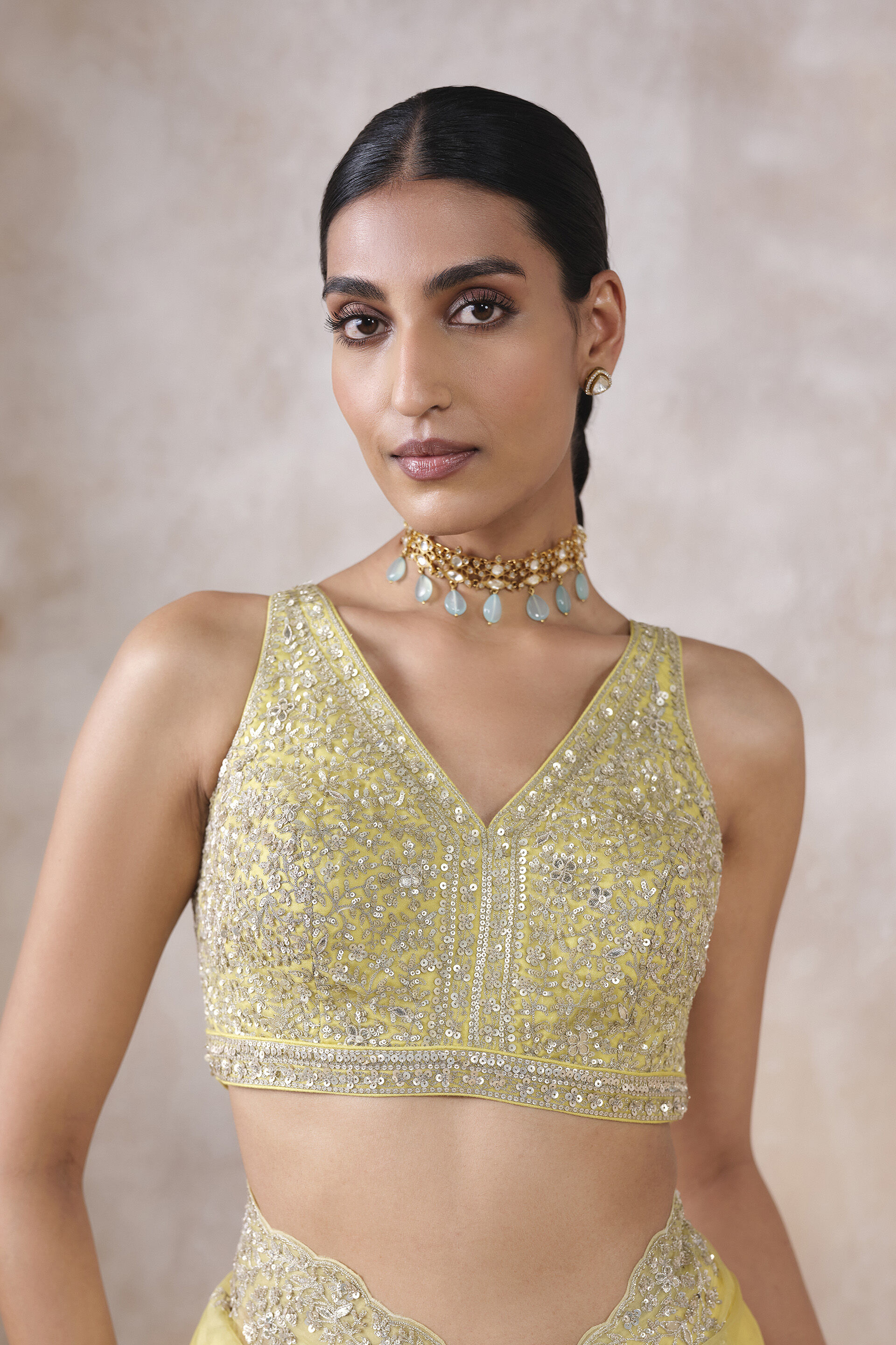 Sharvani Gota Patti Silk Saree - Yellow, Yellow, image 5