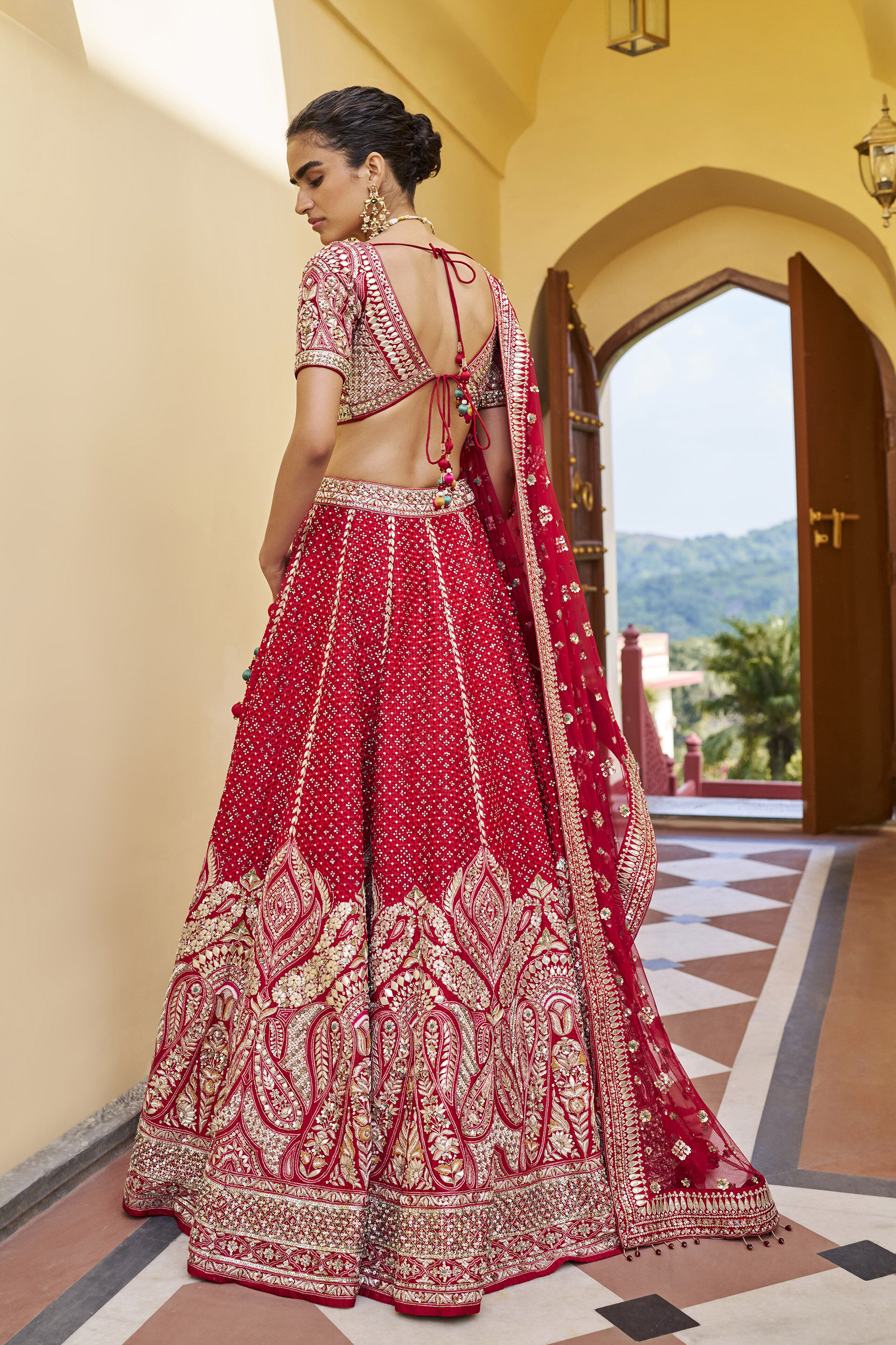 Radiance Gota Patti Silk Lehenga Set - ​Red, Red, image 2