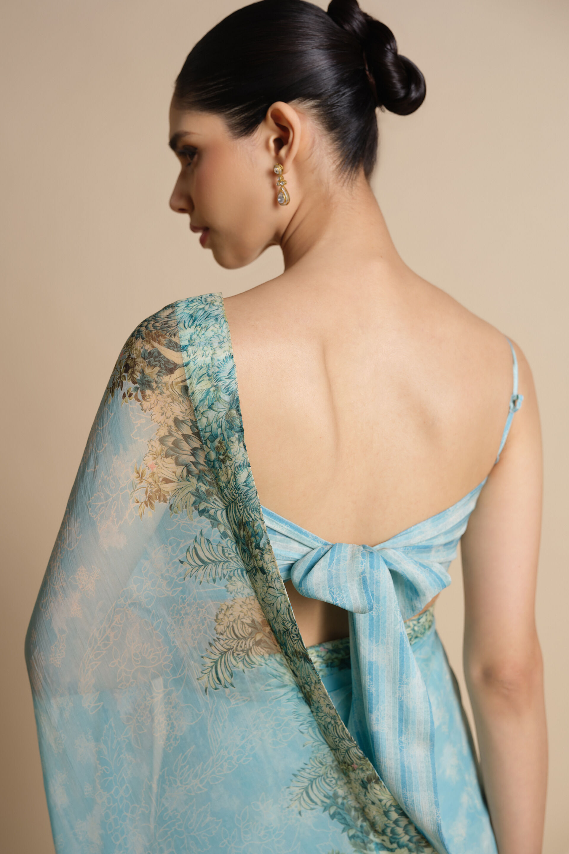 Sagara Printed Chiffon Saree - Powder Blue, Powder Blue, image 12
