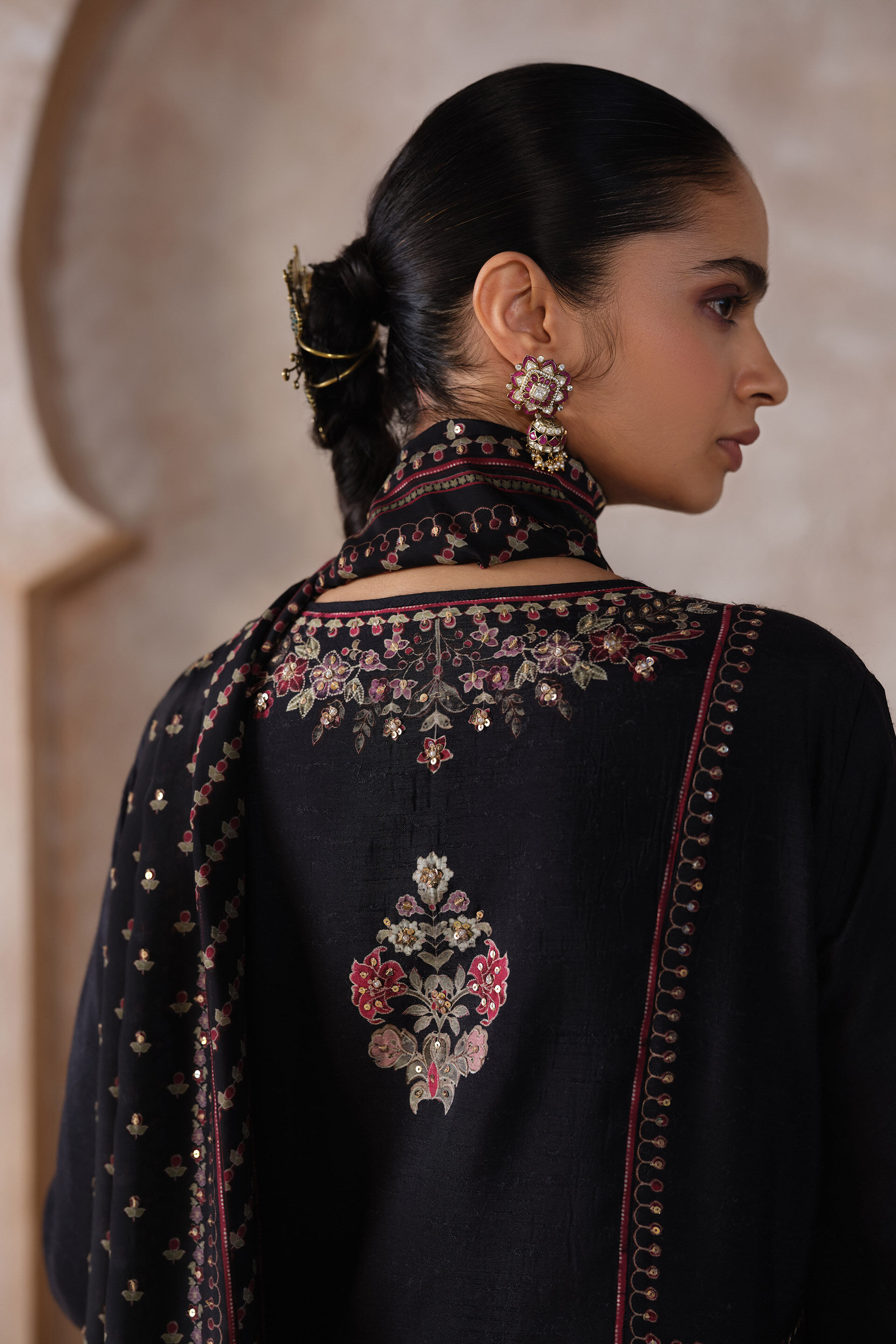 Avellana Silk Anarkali Set - Black, Black, image 5