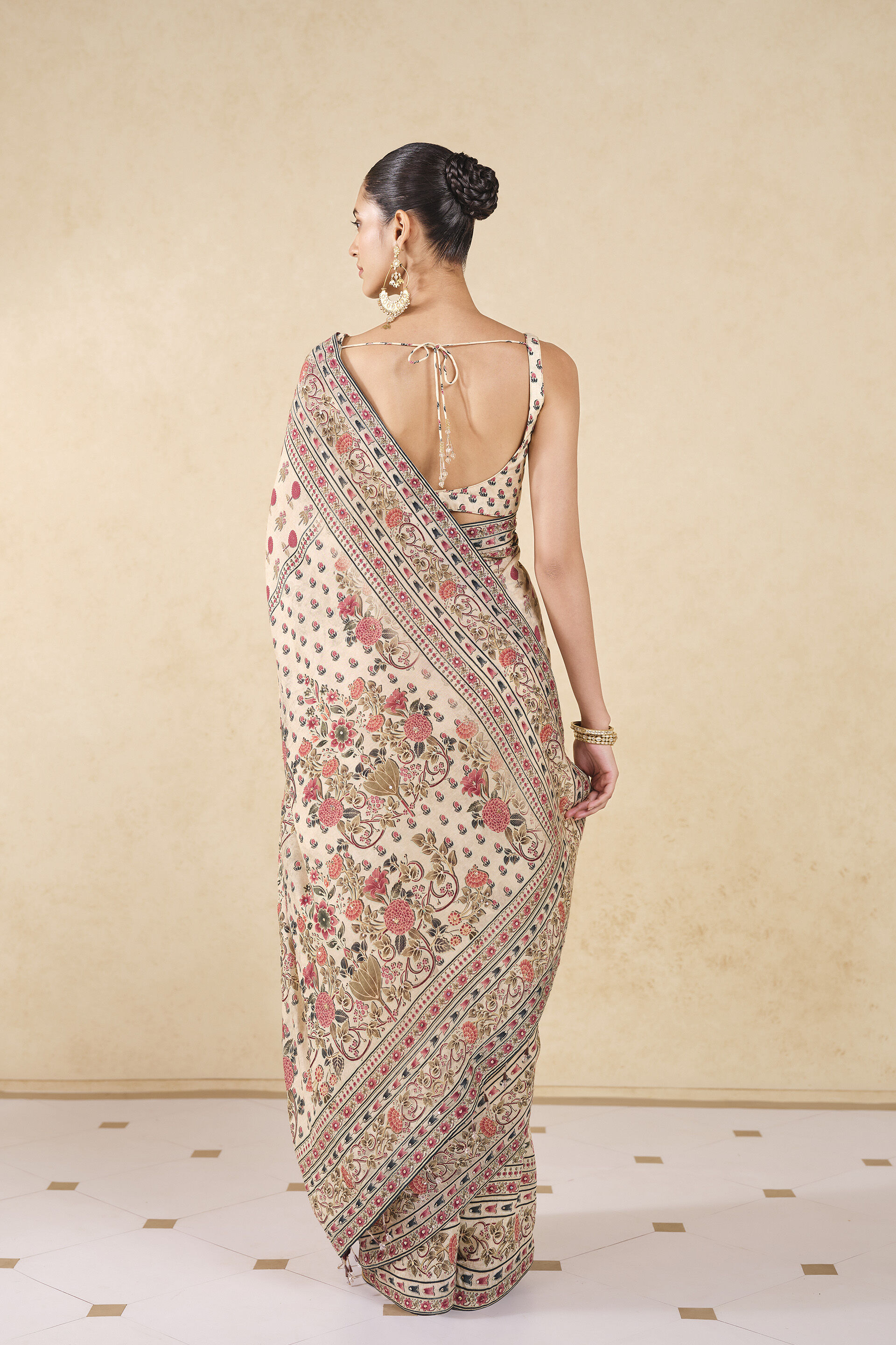 Aban Printed Silk Saree - Ivory, Ivory, image 2