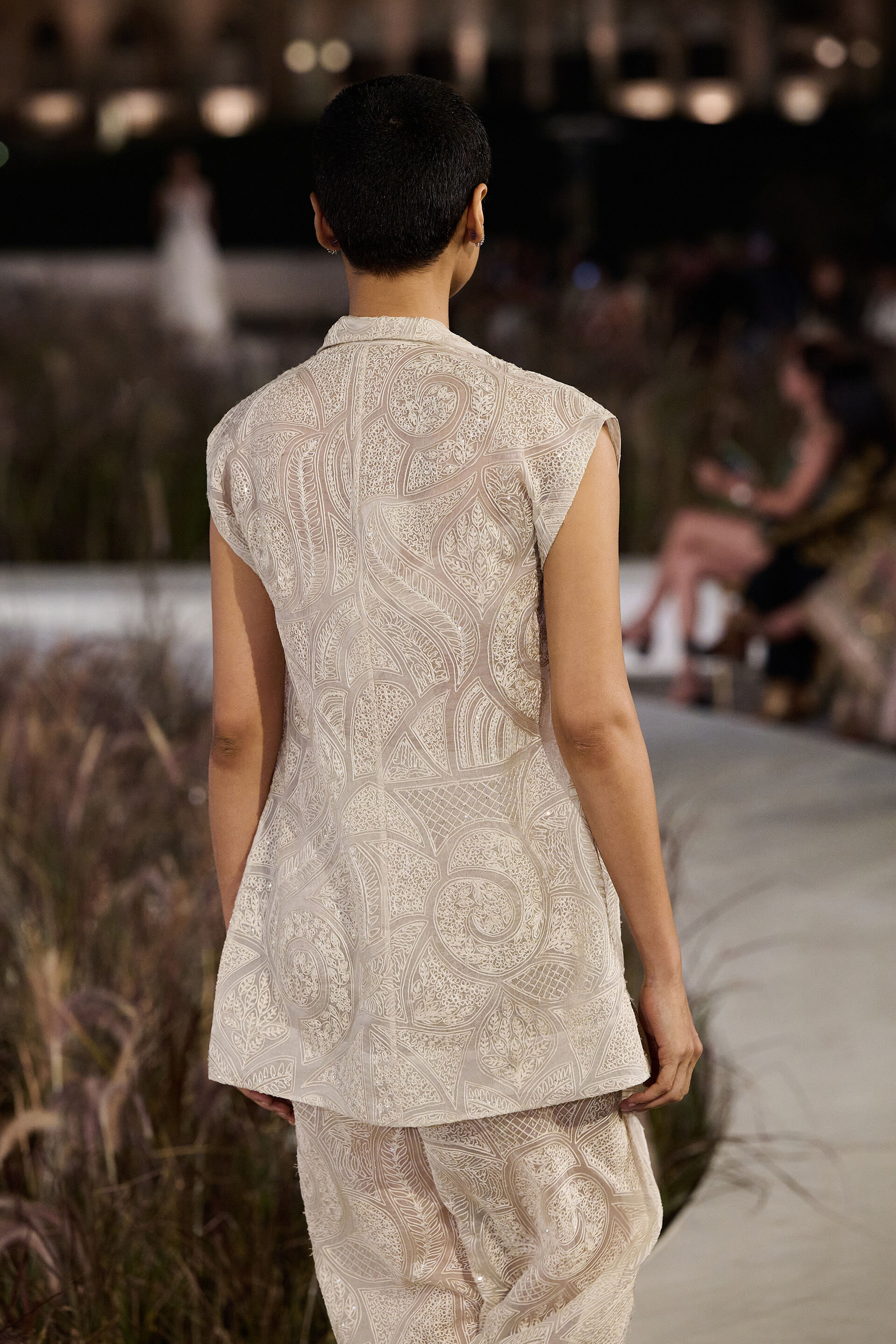 Elmyra Embroidered Macrame Culotte Set - Ivory, Ivory, image 3