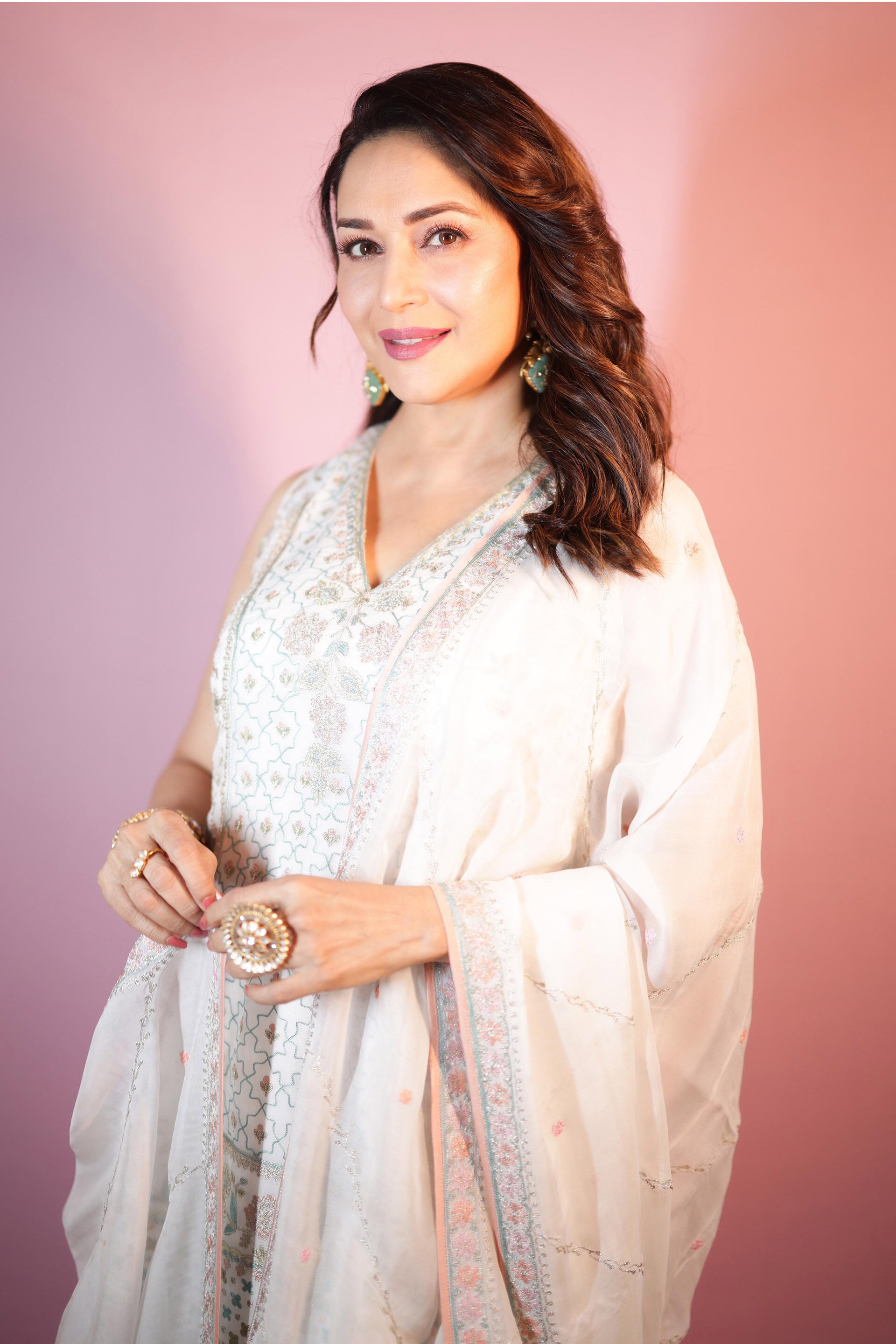 Farhin Embroidered Aari Suit Set - Ivory, , image 2