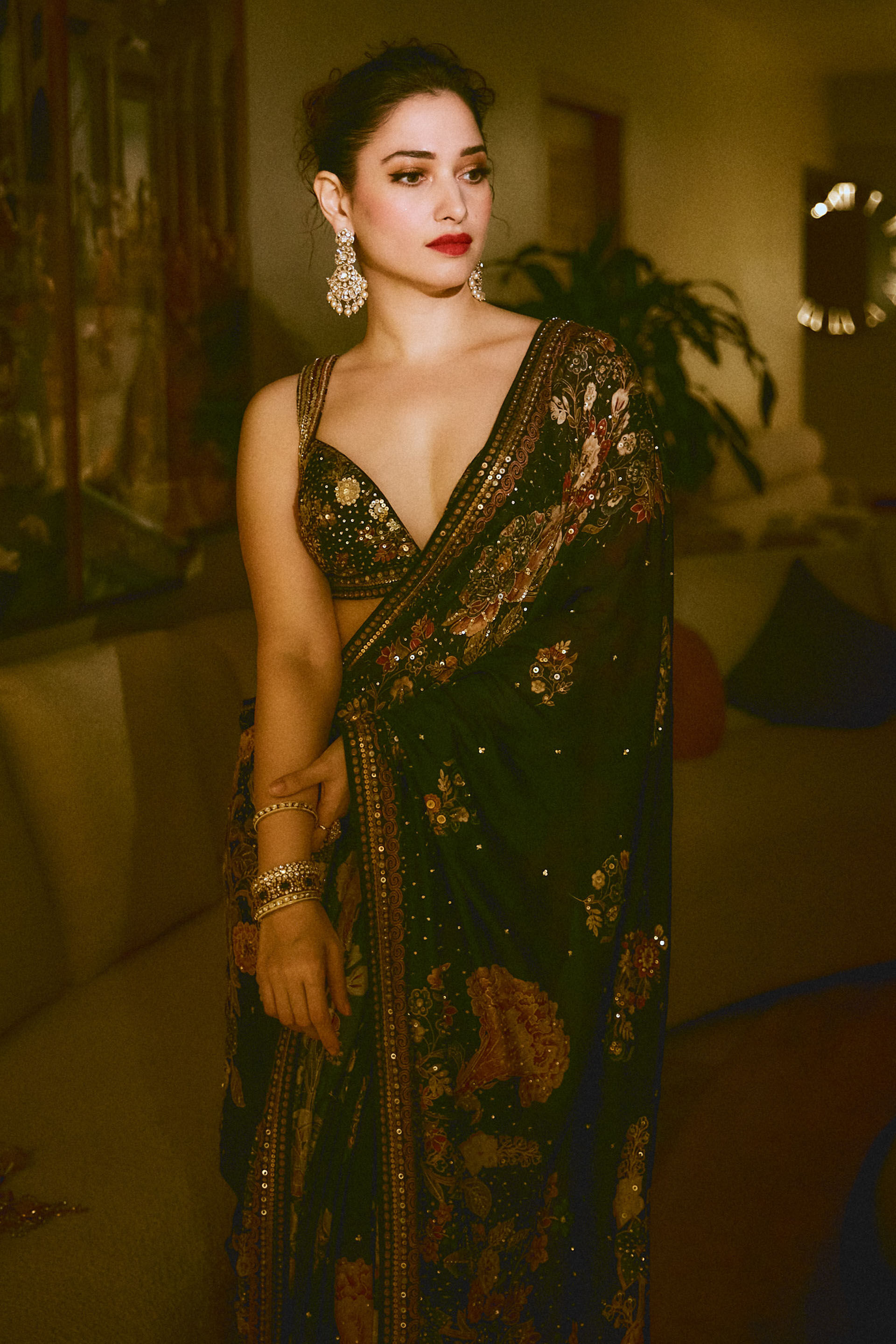 Whisper Of The Wildforest Saree Set - Black, , image 2