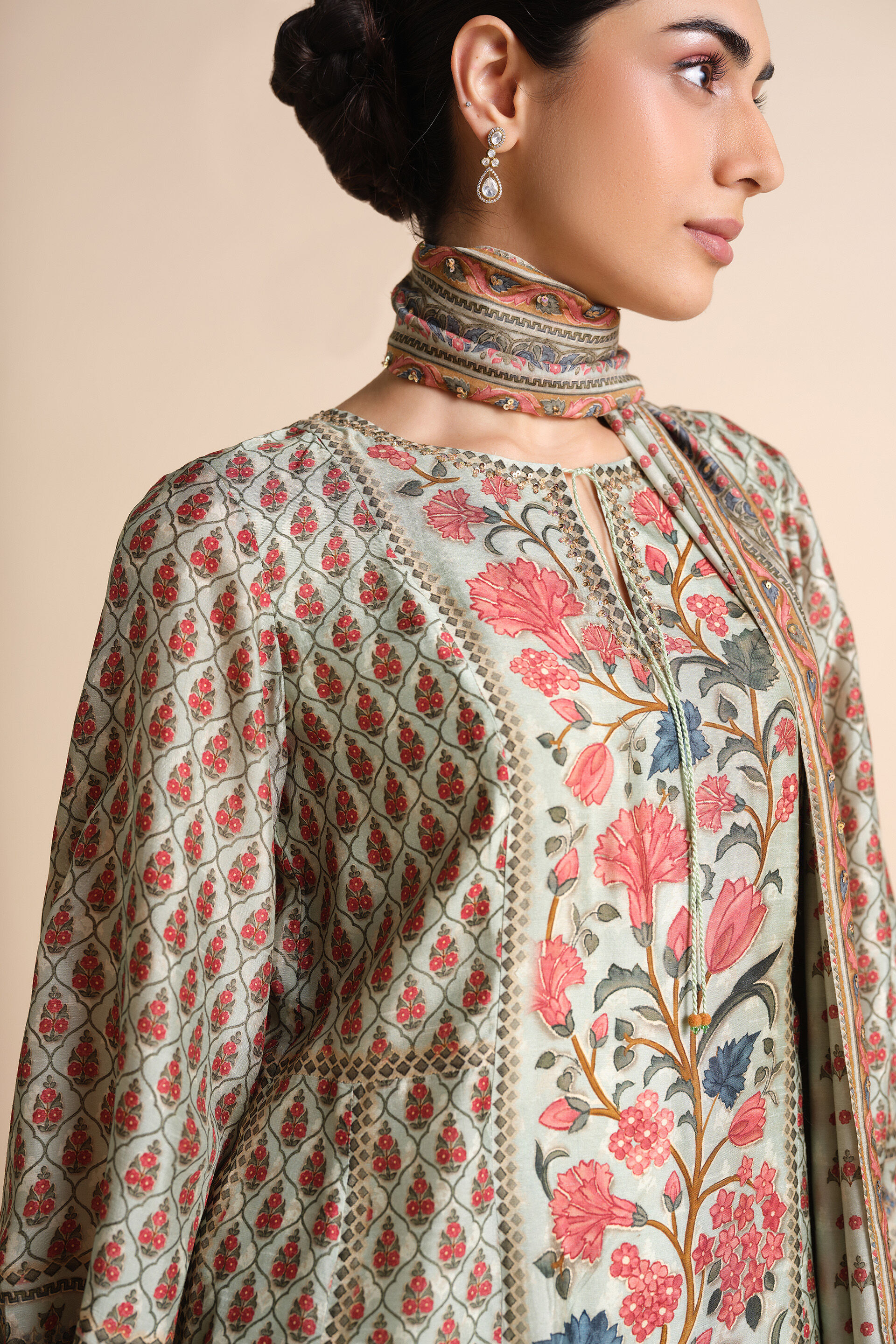 Azza Silk Kurta Set - Sage, Sage, image 5