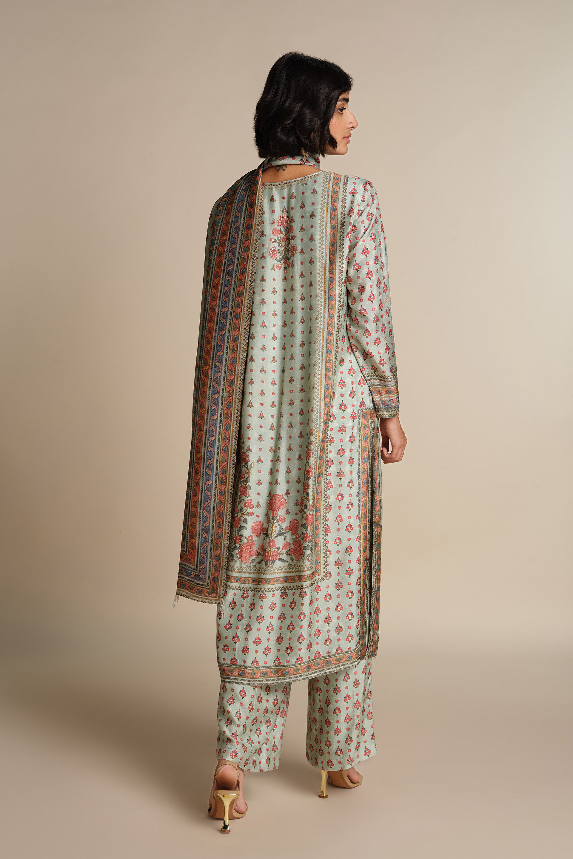 Anat Silk Suit Set - Sage