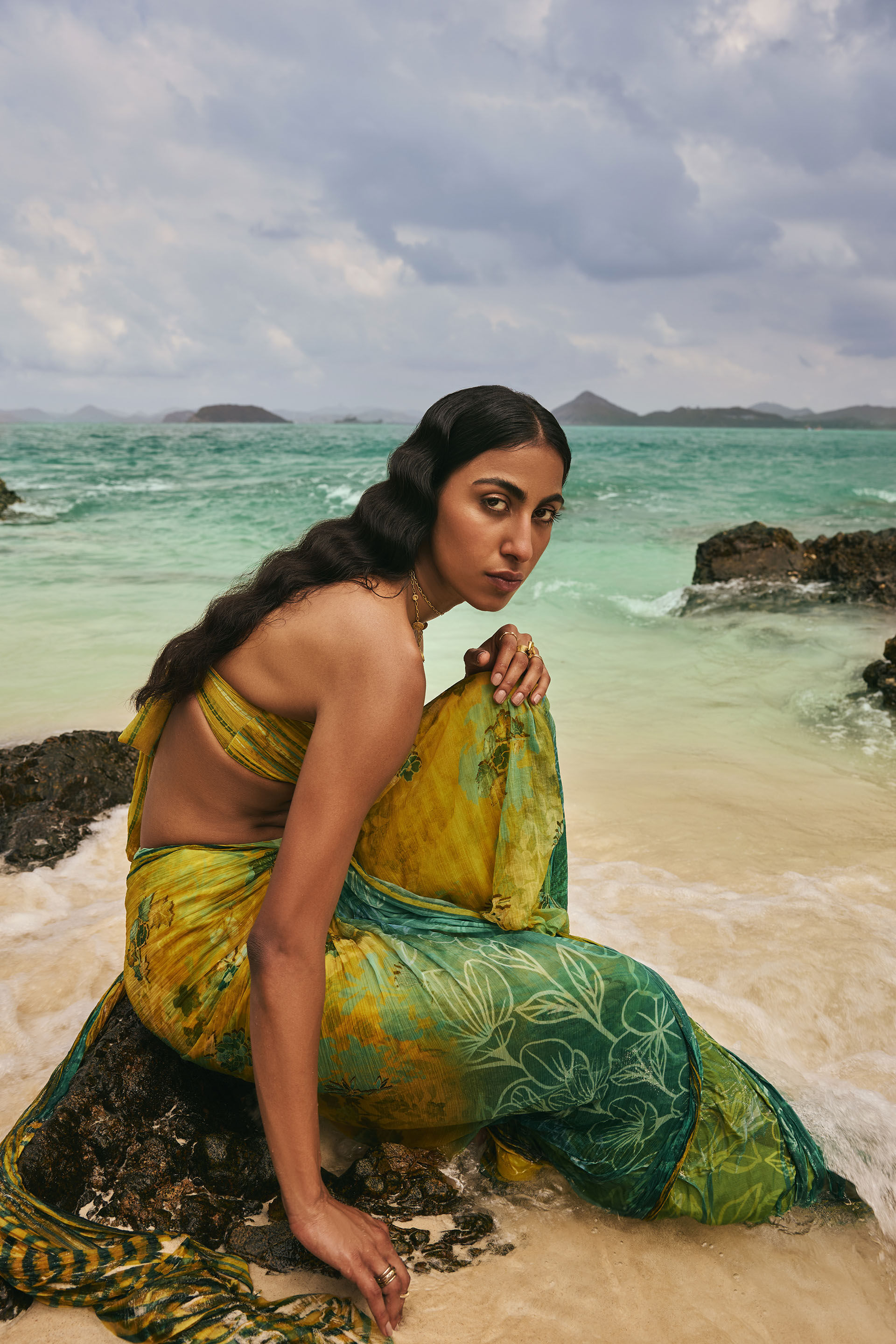 Ramone Chiffon Saree, Sage, image 11