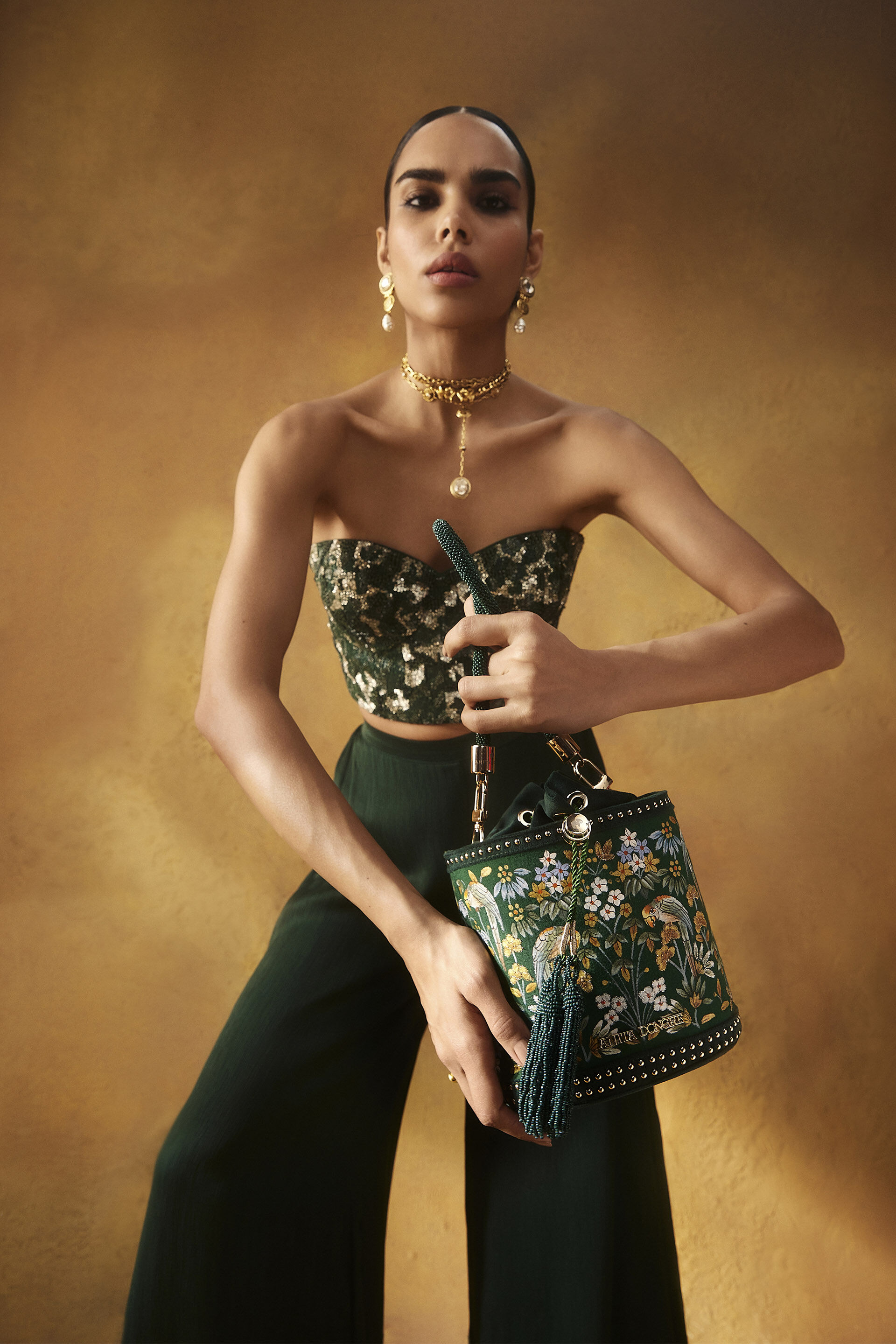 Pichhwai Bucket Bag - Starling Green