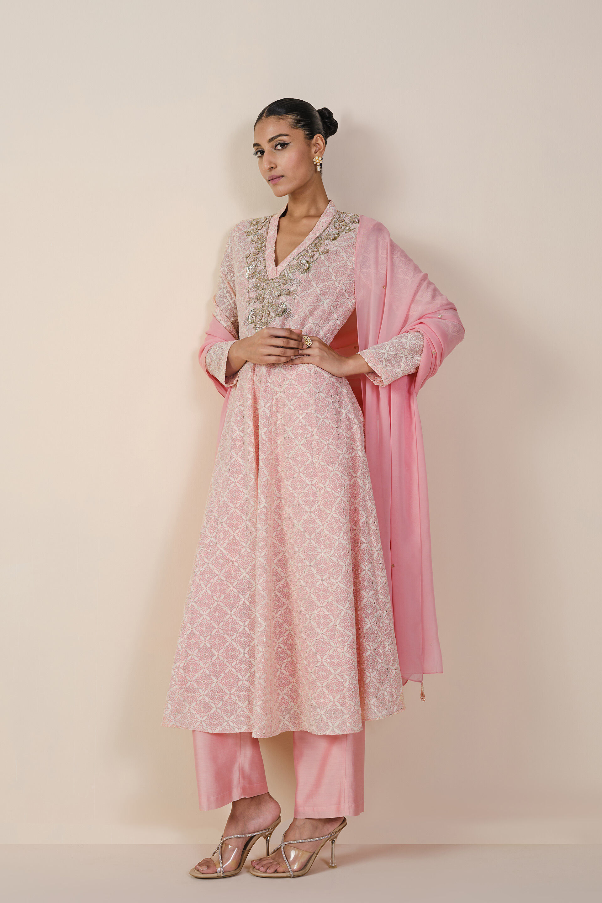 Josika Embroidered Georgette Suit Set - Blush, Blush, image 2