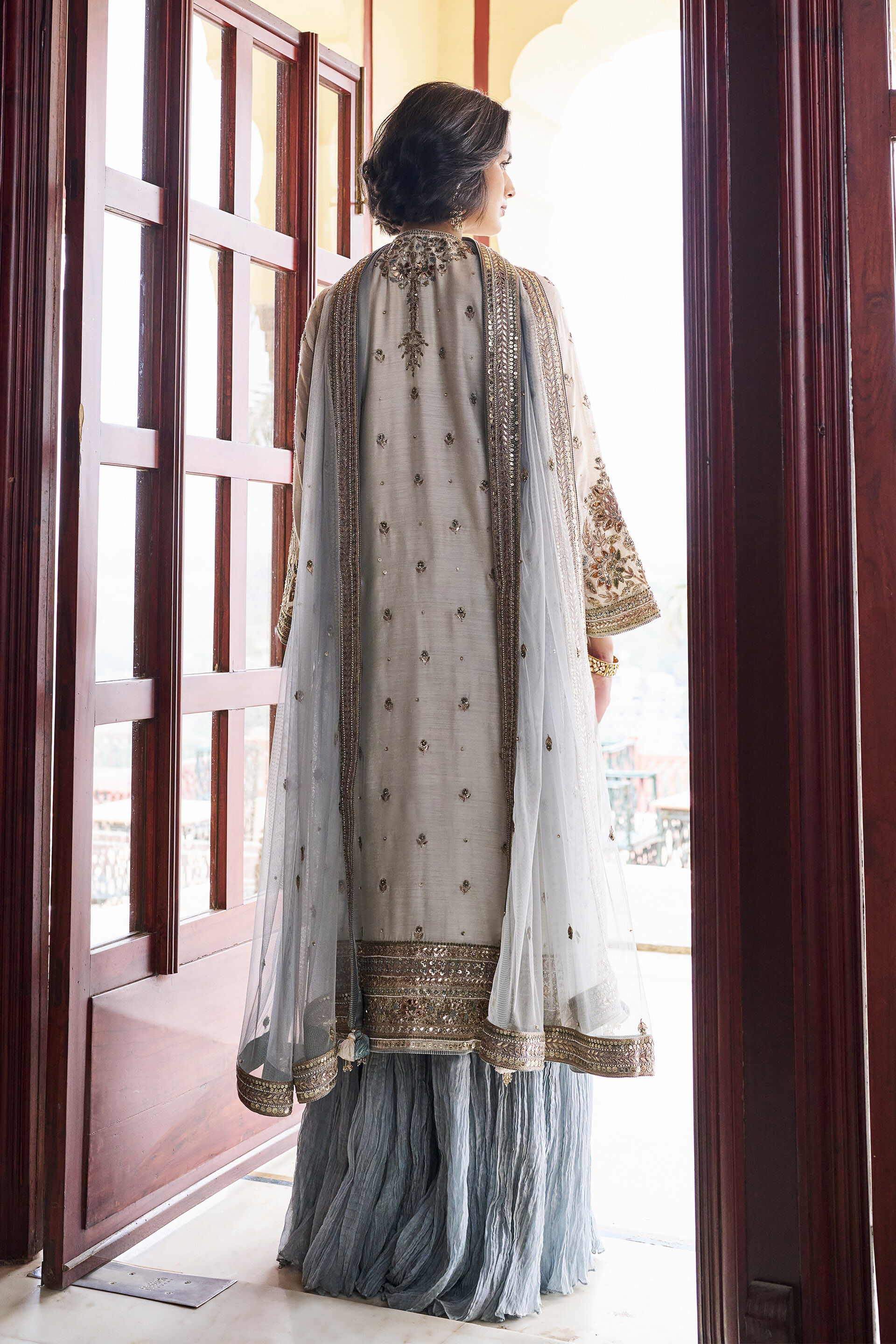 Nostalgia Gota Patti Suit Set - ​Ivory