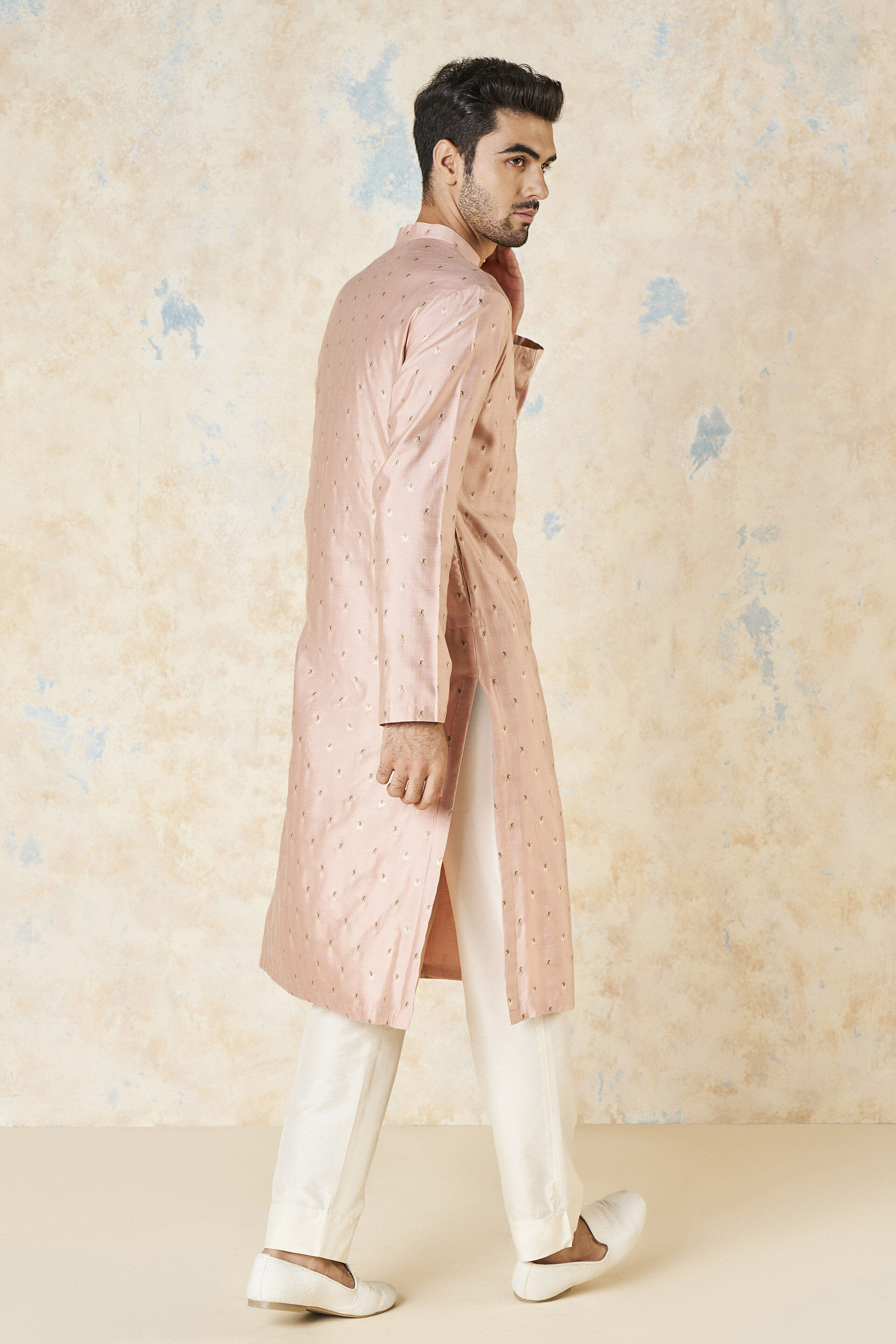 Risay Silk Kurta - Pink