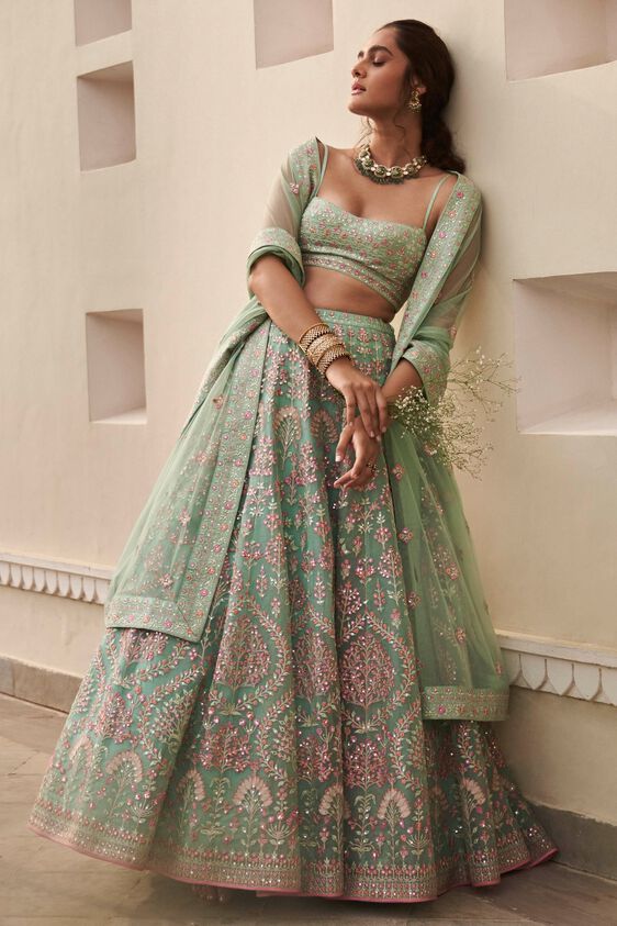 Buy Bridal Lovestruck Lehenga - Aqua Online from Anita Dongre