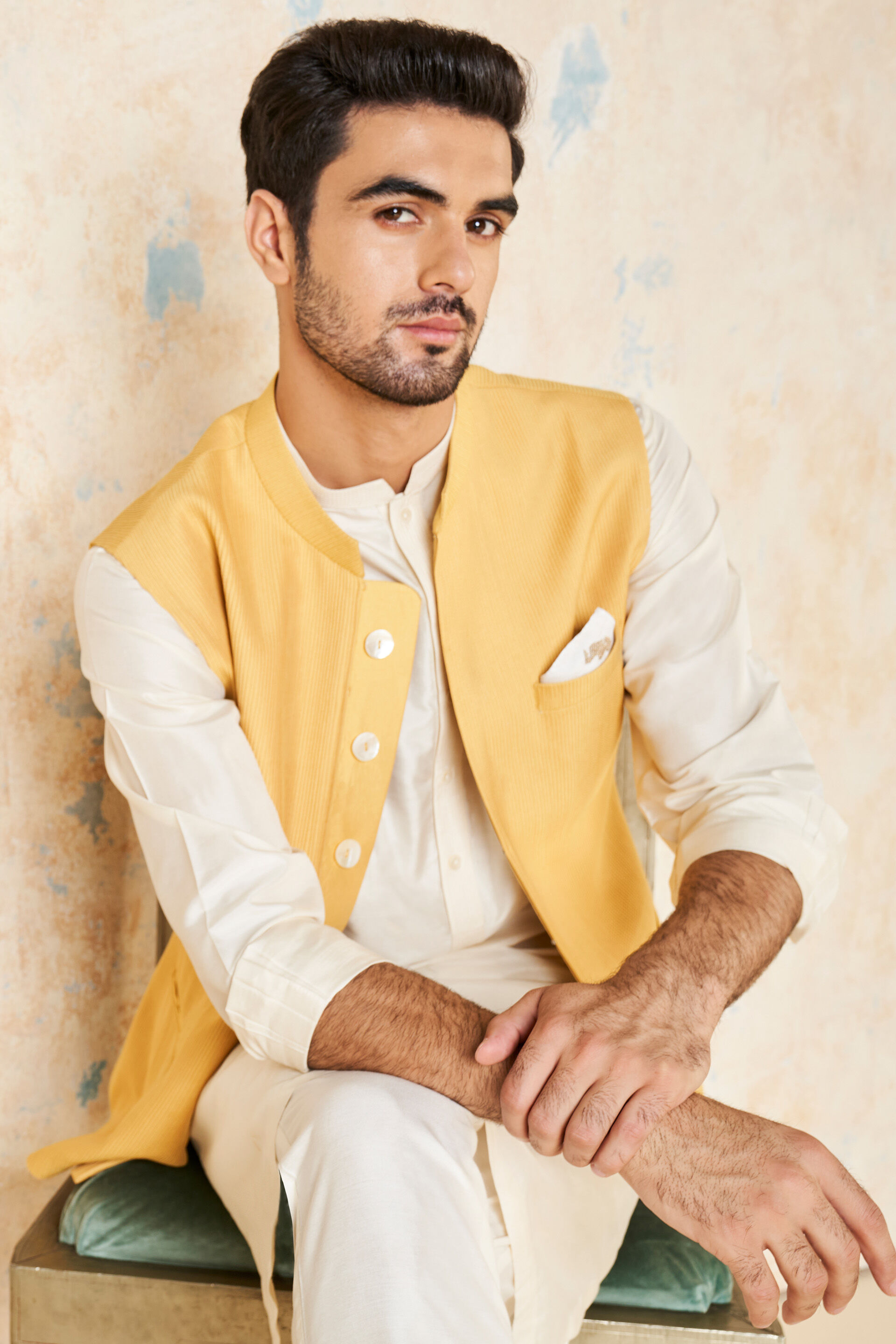 Mustard sales nehru jacket