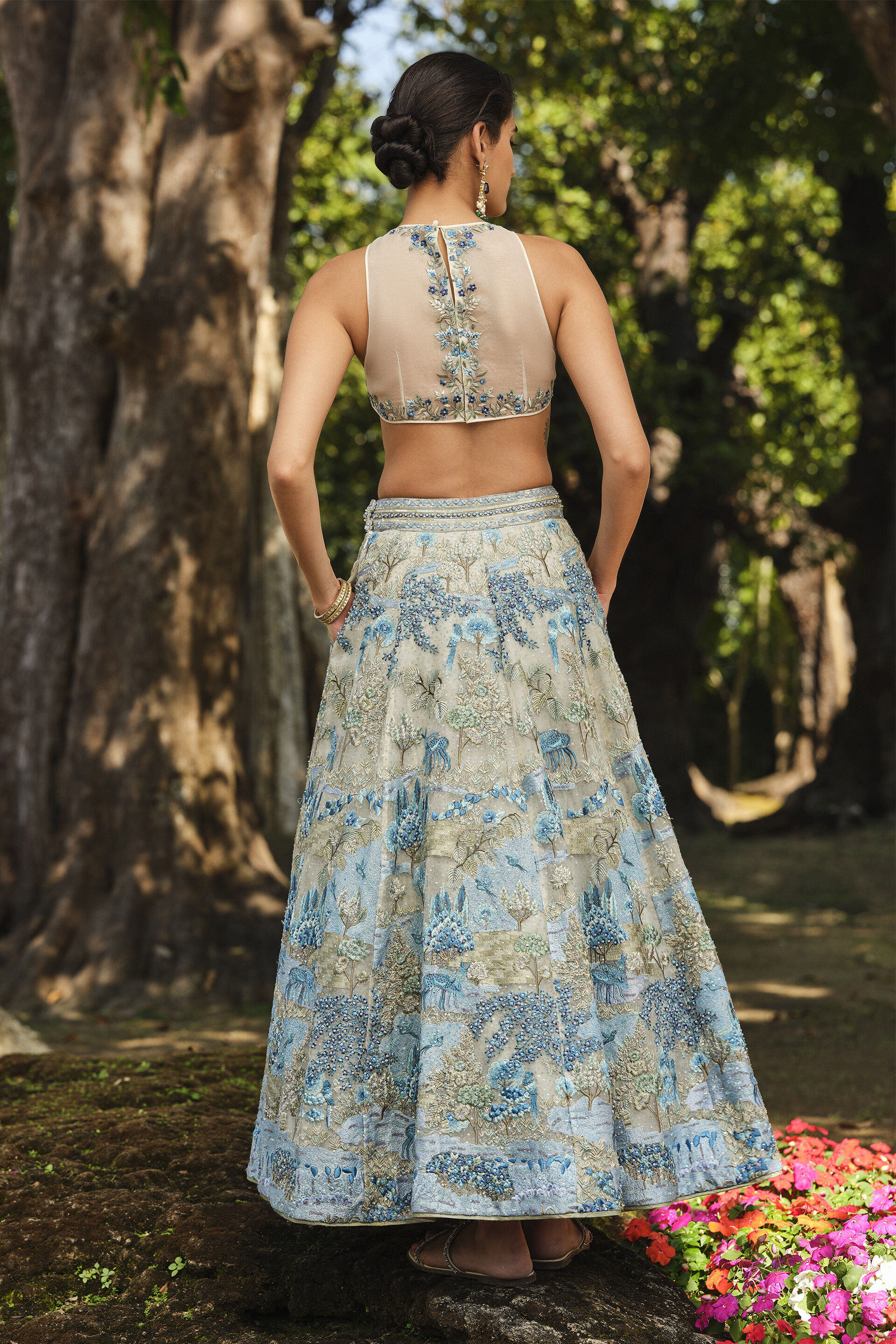 Riverine Resham Silk Skirt Set - Natural, Natural, image 2