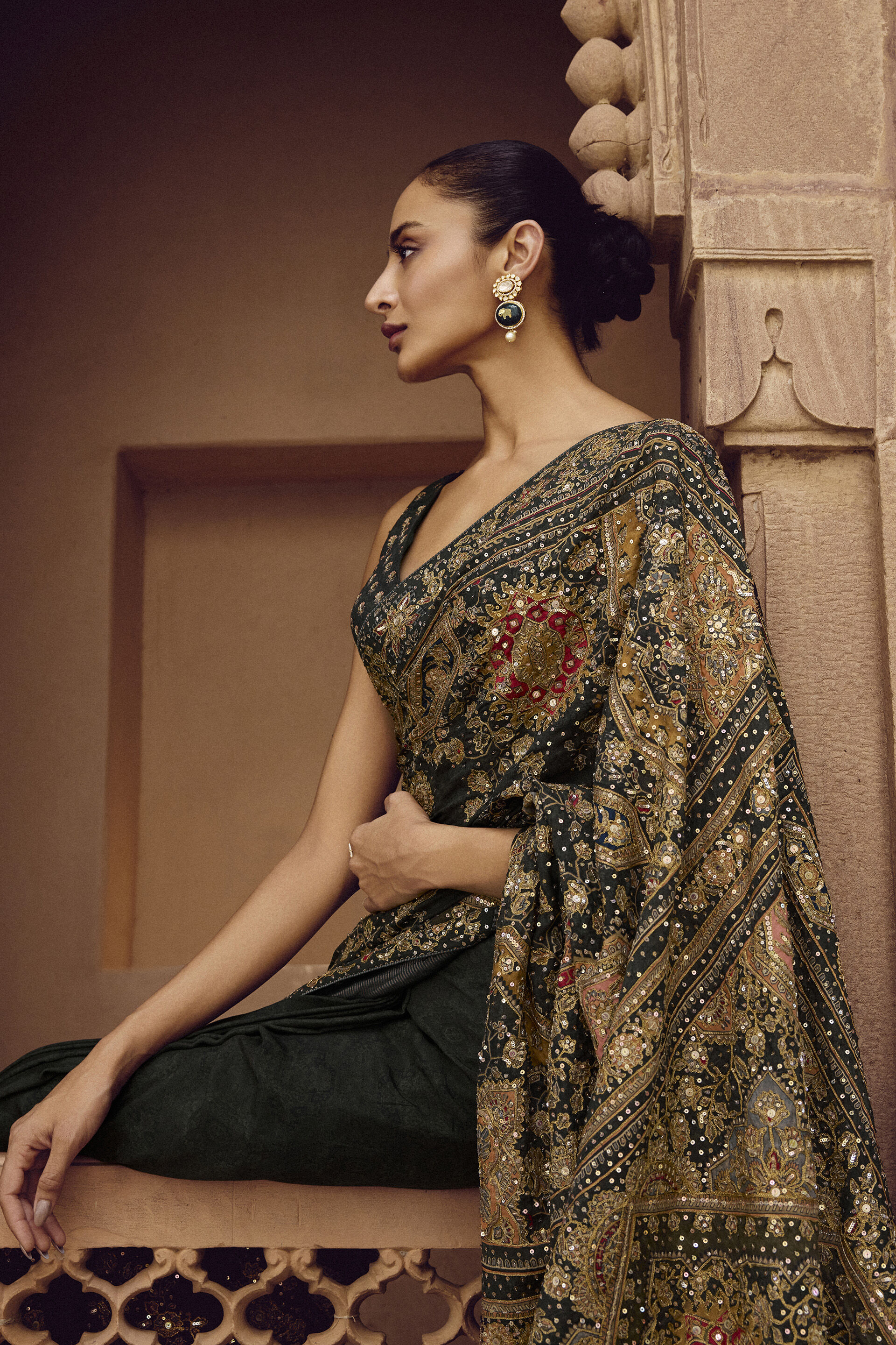 Rishama Silk Saree - Green, Green, image 5