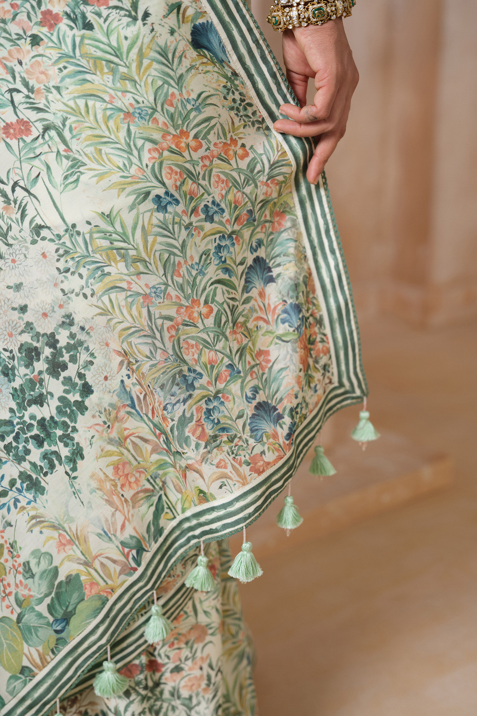 Komakal Printed Silk Saree, Sage, image 6