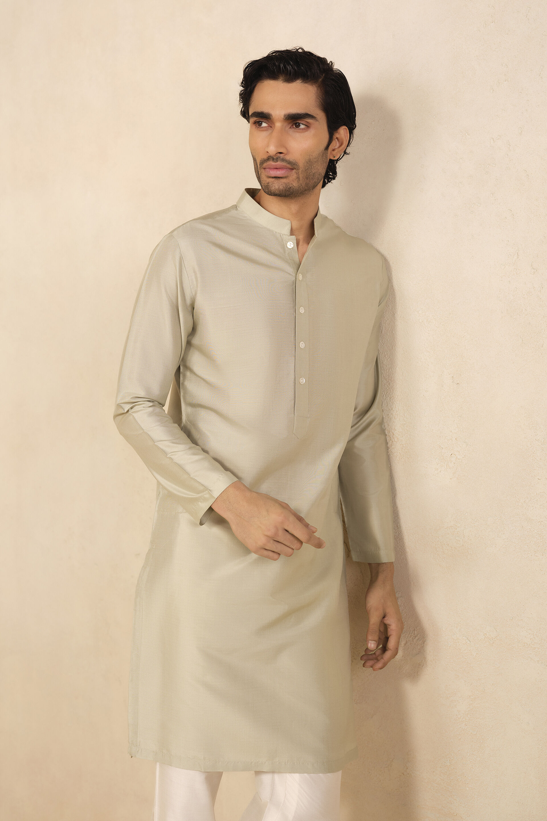 Smyan Silk Kurta - Sage, Sage, image 4