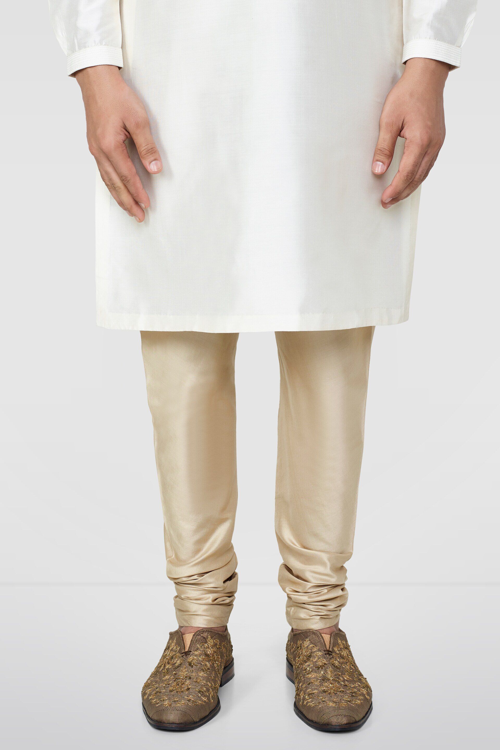 Gold Silk Churidar, Gold, image 1