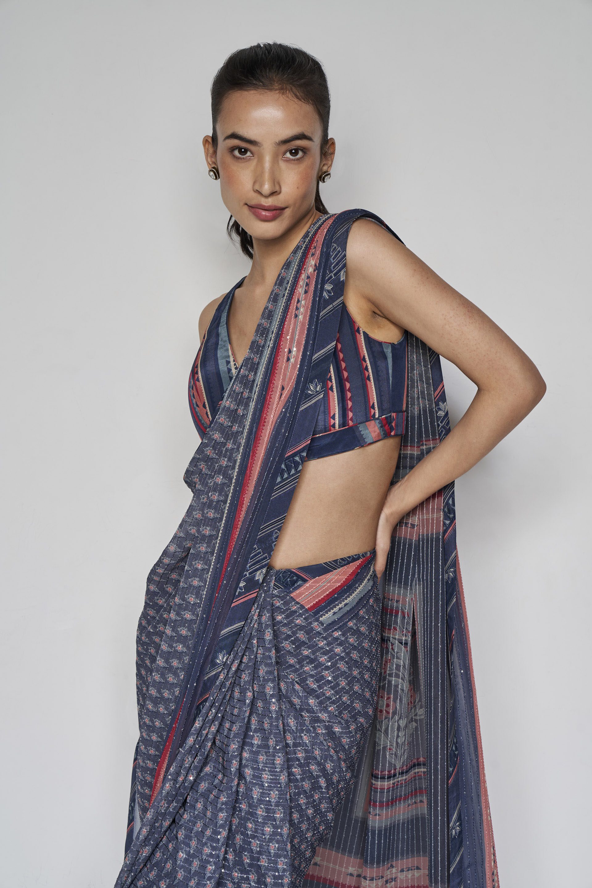 Bluesette Saree Set - Blue, Blue, image 6